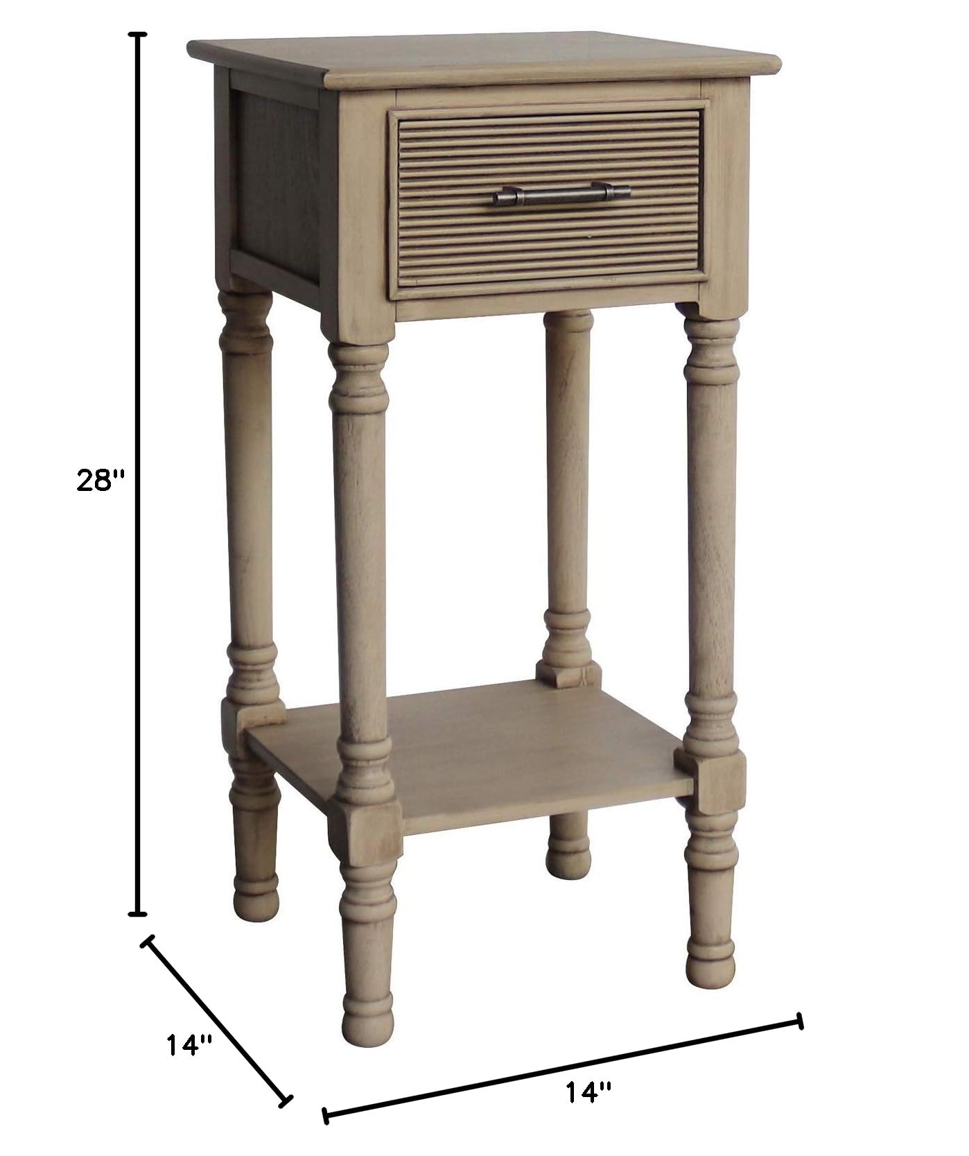 French Country Style Accent Storage End Table - Distressed Beige Finish | Perfect for Living Room, Bedroom & Entryway Decor