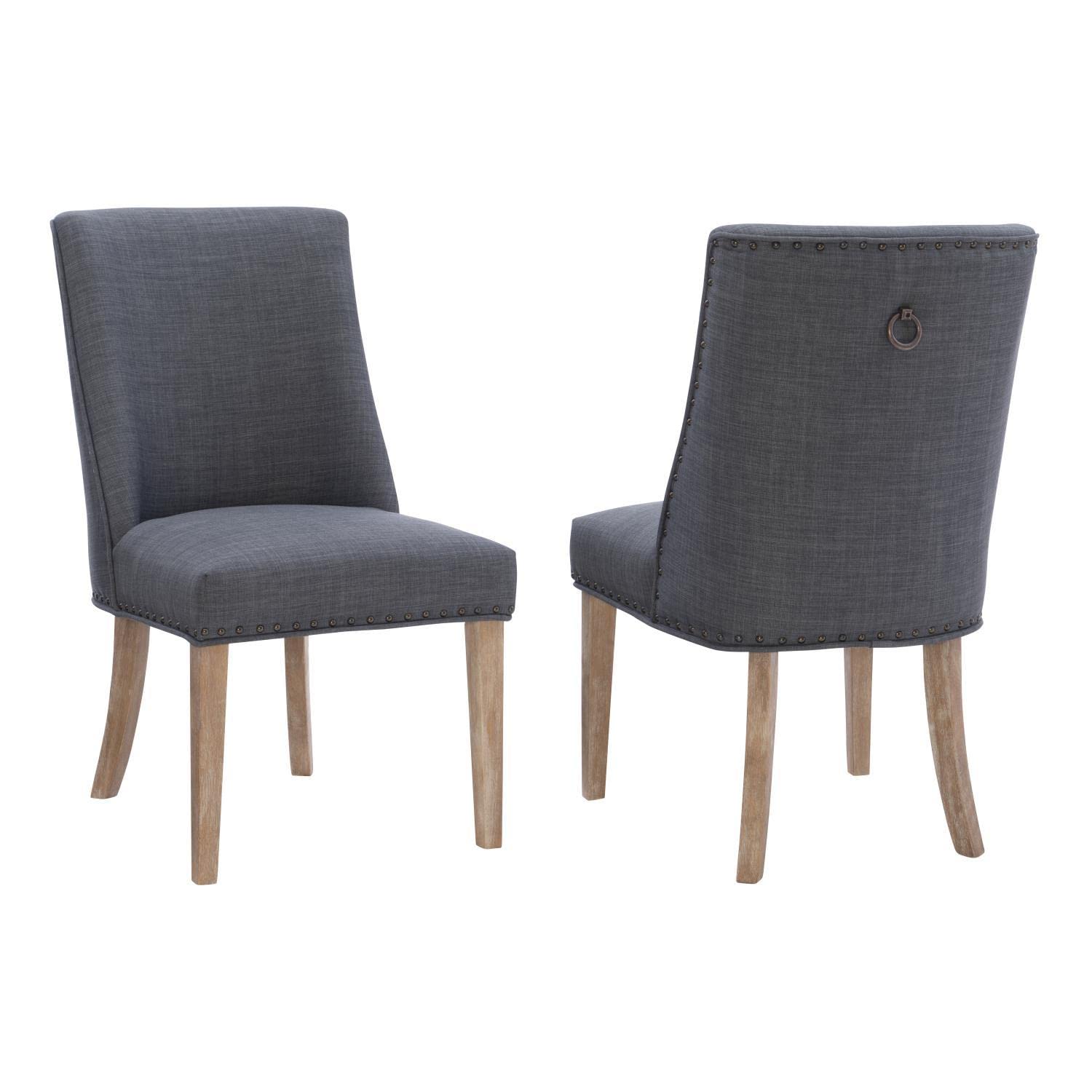 Adler Modern Dining Chairs Set of 2 - Natural Grey Upholstered Side Chairs for Kitchen, Dining Room & Office - Comfortable & Stylish Seating Solution