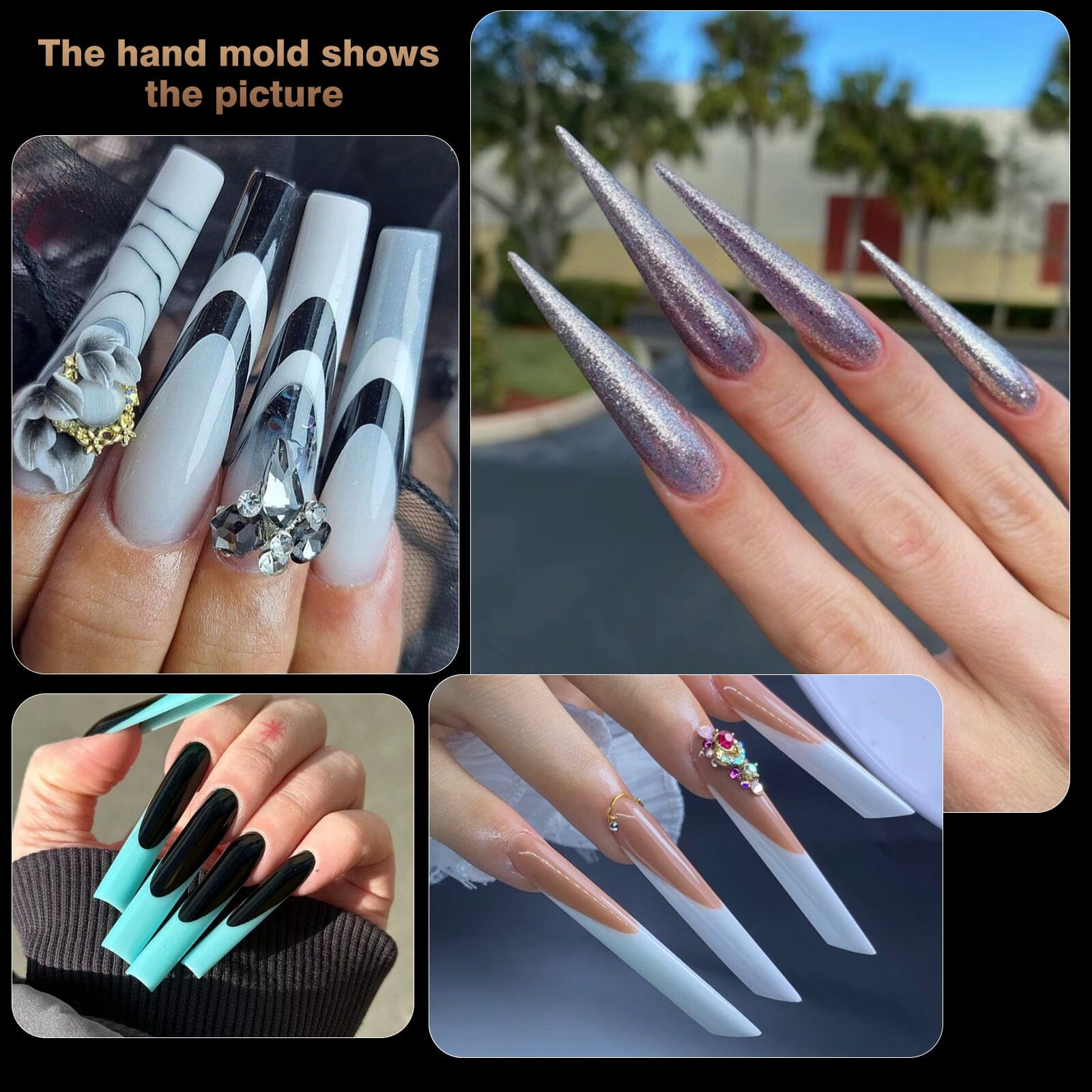 12 Shapes Dual Nail Forms - 288pcs Professional Acrylic Nail Tips for Salon & DIY Manicure at Home