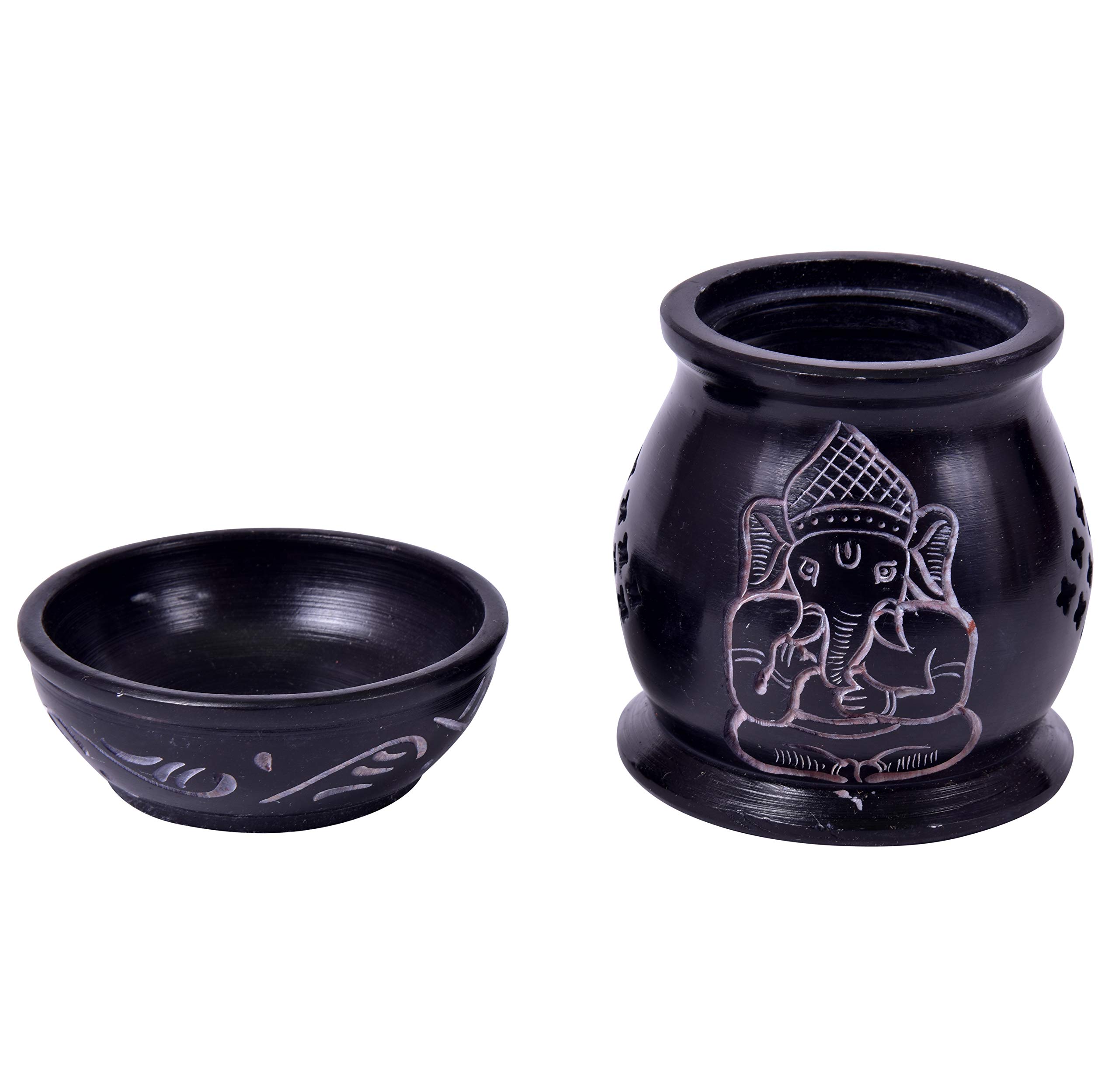 Handmade Carved Tealight Candle Holder - Decorative Resin Incense Burner with Soapstone Design - Perfect for Meditation, Yoga, and Home Décor