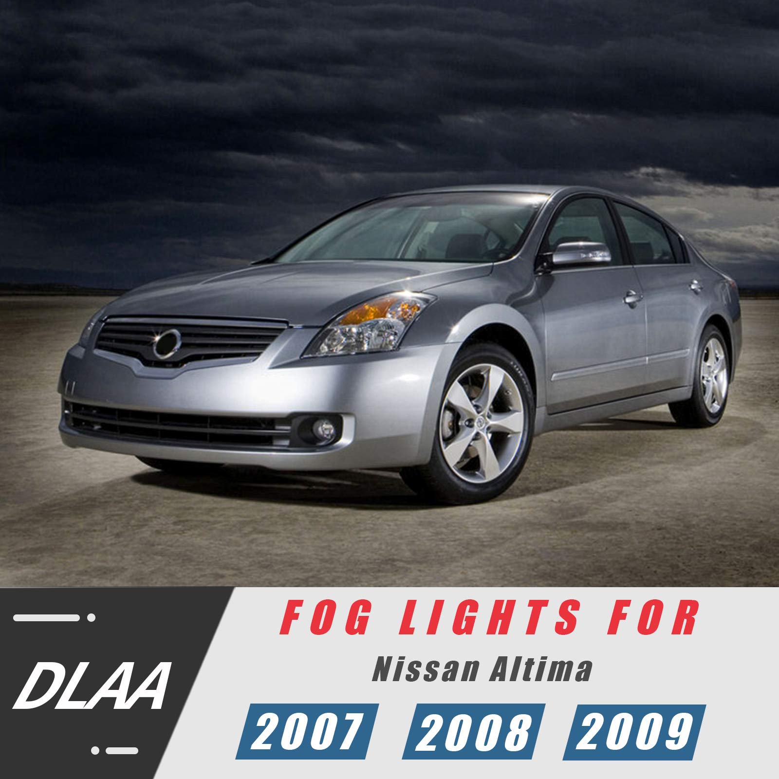 DLAA Fog Lights Replacement for Nissan Altima 2007-2009 - Clear Lens OE Style Fog Lamps Assembly - Perfect for Night Driving & Bad Weather Visibility