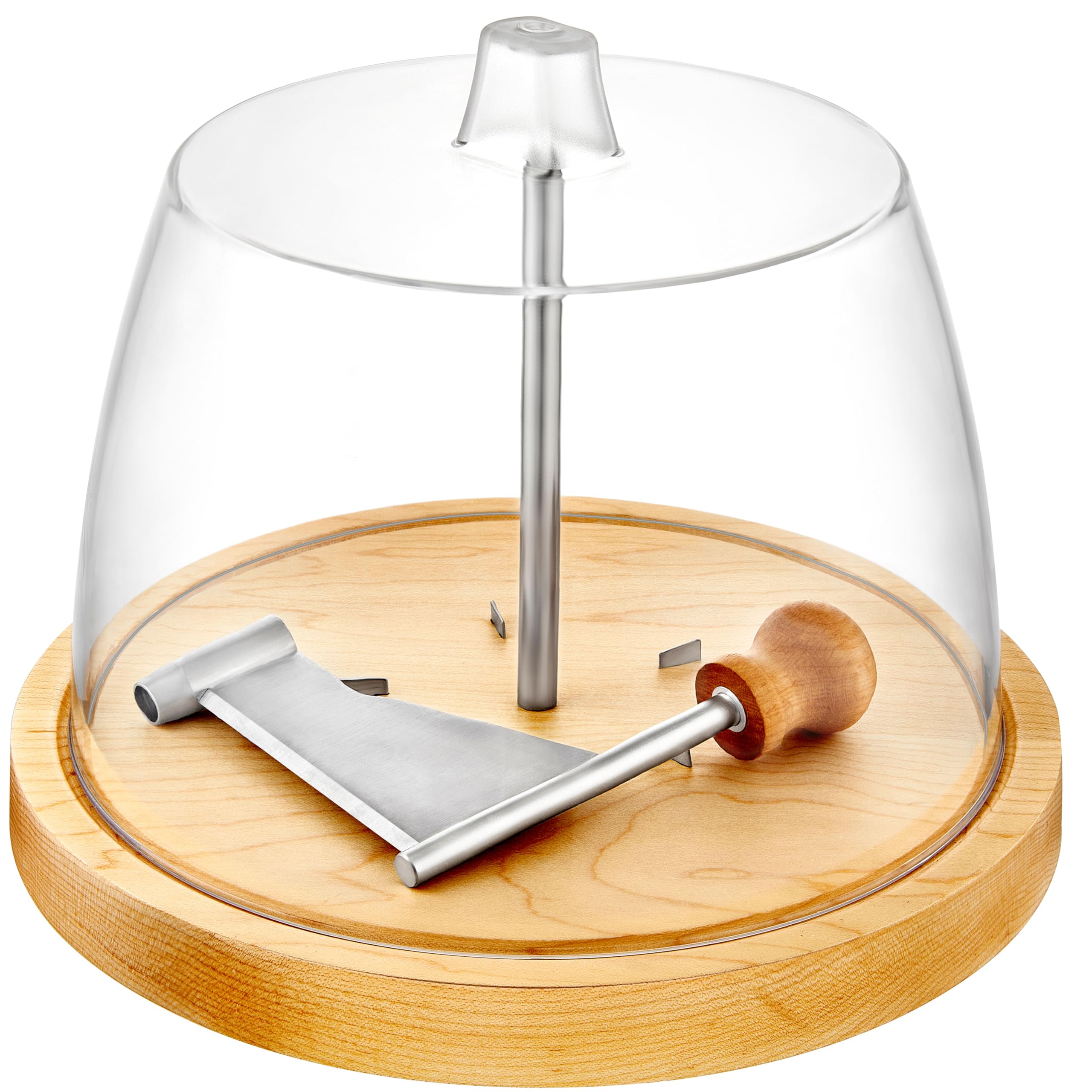 Premium Wooden Cheese Curler with Stainless Steel Blade - Professional Girolle Cheese Shaver for Hard Cheese & Chocolate - Includes Acrylic Lid - Perfect for Cheese Boards, Wine Pairings & Gourmet Gift Giving