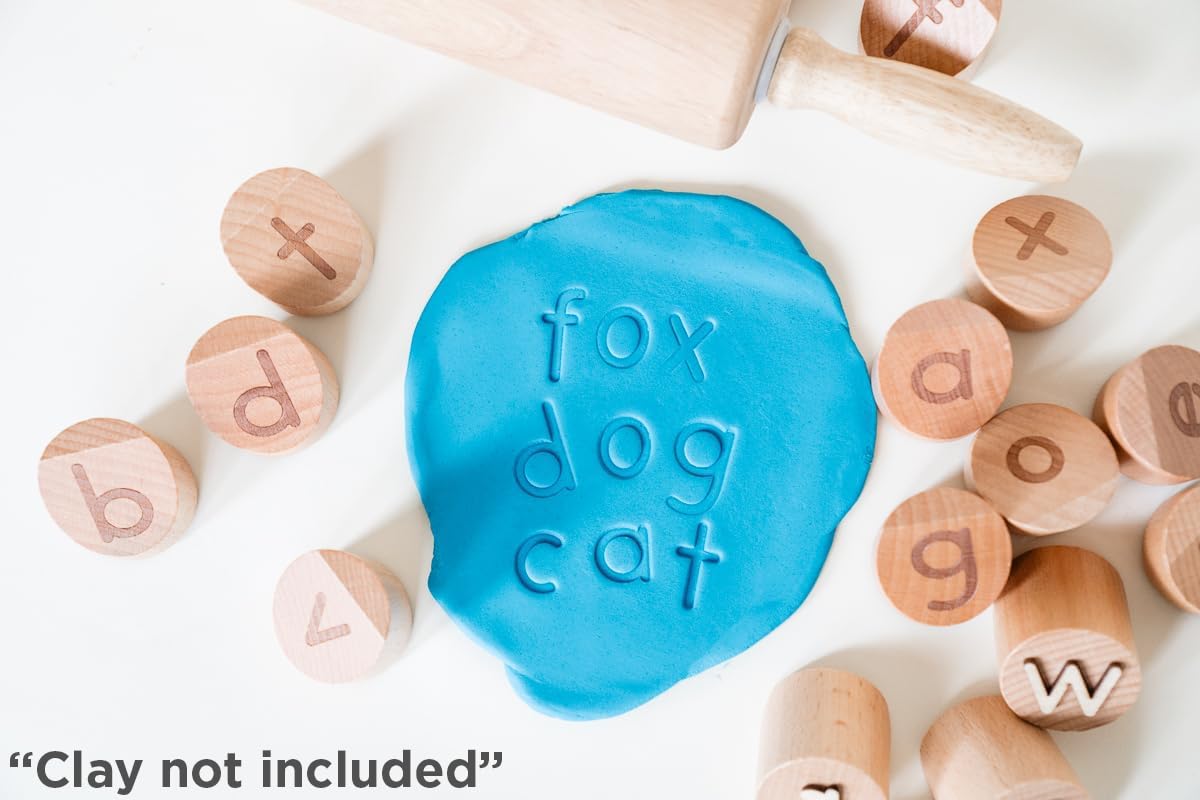 Alphabet Playdough Stamps for Kids - Lowercase Letter Stamp Set - ABC Learning Toys for Toddlers - Clay Dough Stampers for Early Childhood Education & Sensory Play