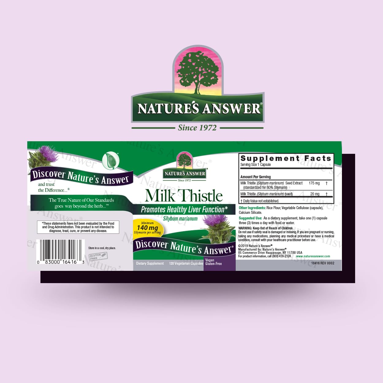 Nature's Answer Maximum Strength Milk Thistle 120 Capsules - 200mg Silymarin for Liver Support, Digestion & Stomach Relief | Herbal Supplement for Detox, Hangover & Gut Health