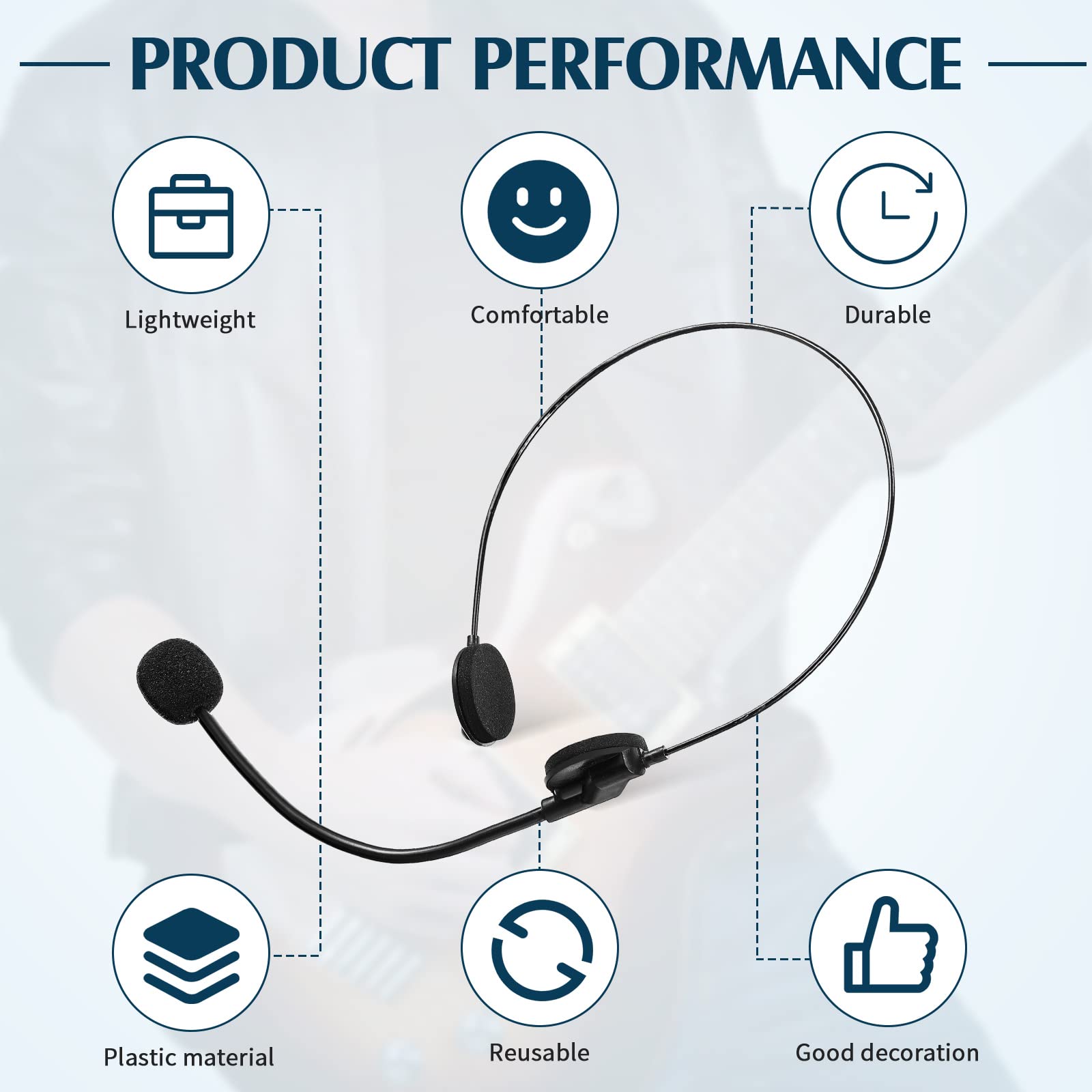 Zhanmai 4-Piece Black Microphone Headset Toy - Costume Prop Headpiece for Hippie & Halloween Outfits - Party Accessories & Makeup Props for Cosplay, Performances, and Theme Parties