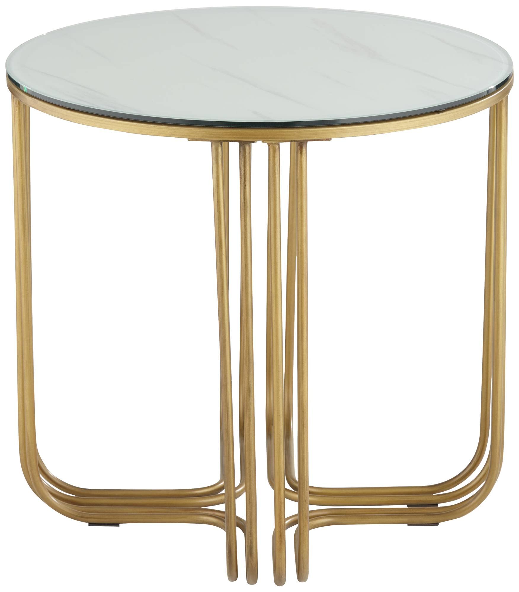 Studio 55D Yuri Modern Luxury Bronze Metal Round Accent Side Table - 24