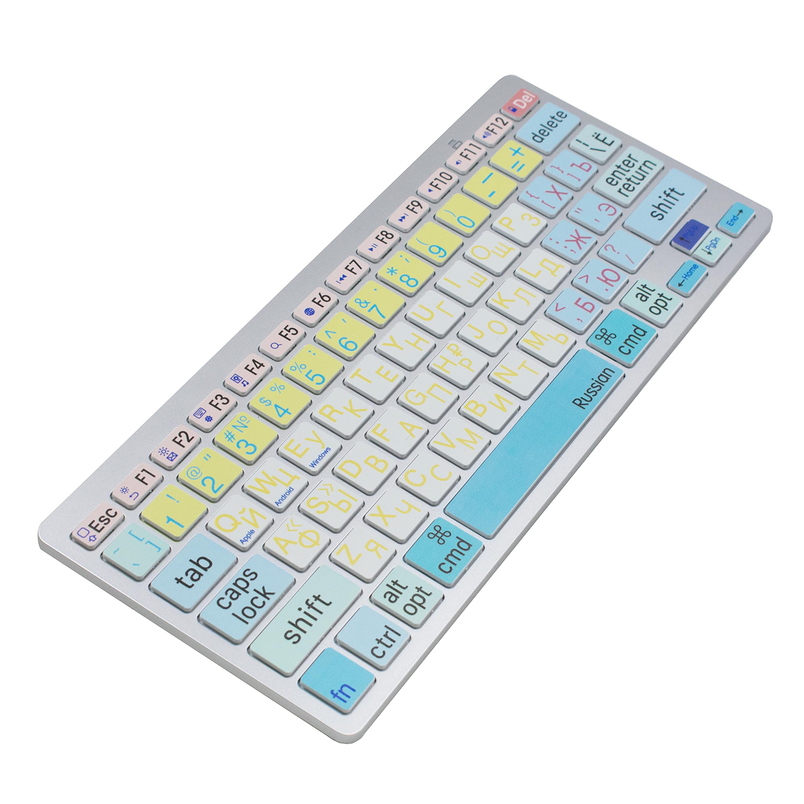 Colorful Spanish Language Large Font Wireless Bluetooth Keyboard - Compatible with Dell, ThinkPad, iMac, MacBook Pro, iPad Pro/Air/Mini, iPhone X/XS/XR/MAX & Surface - Ideal for Seniors & Office Work Efficiency with Hotkey Shortcuts