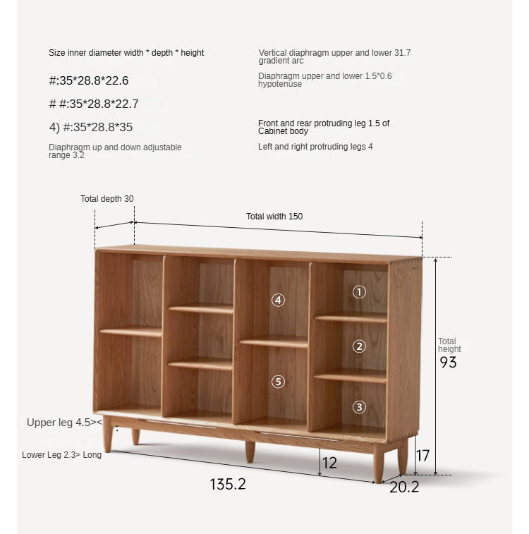 Oak Solid Wood Integrated Display Bookcase - Elegant Bookshelf for Home & Office Storage | Perfect for Living Room, Study, and Library Organization