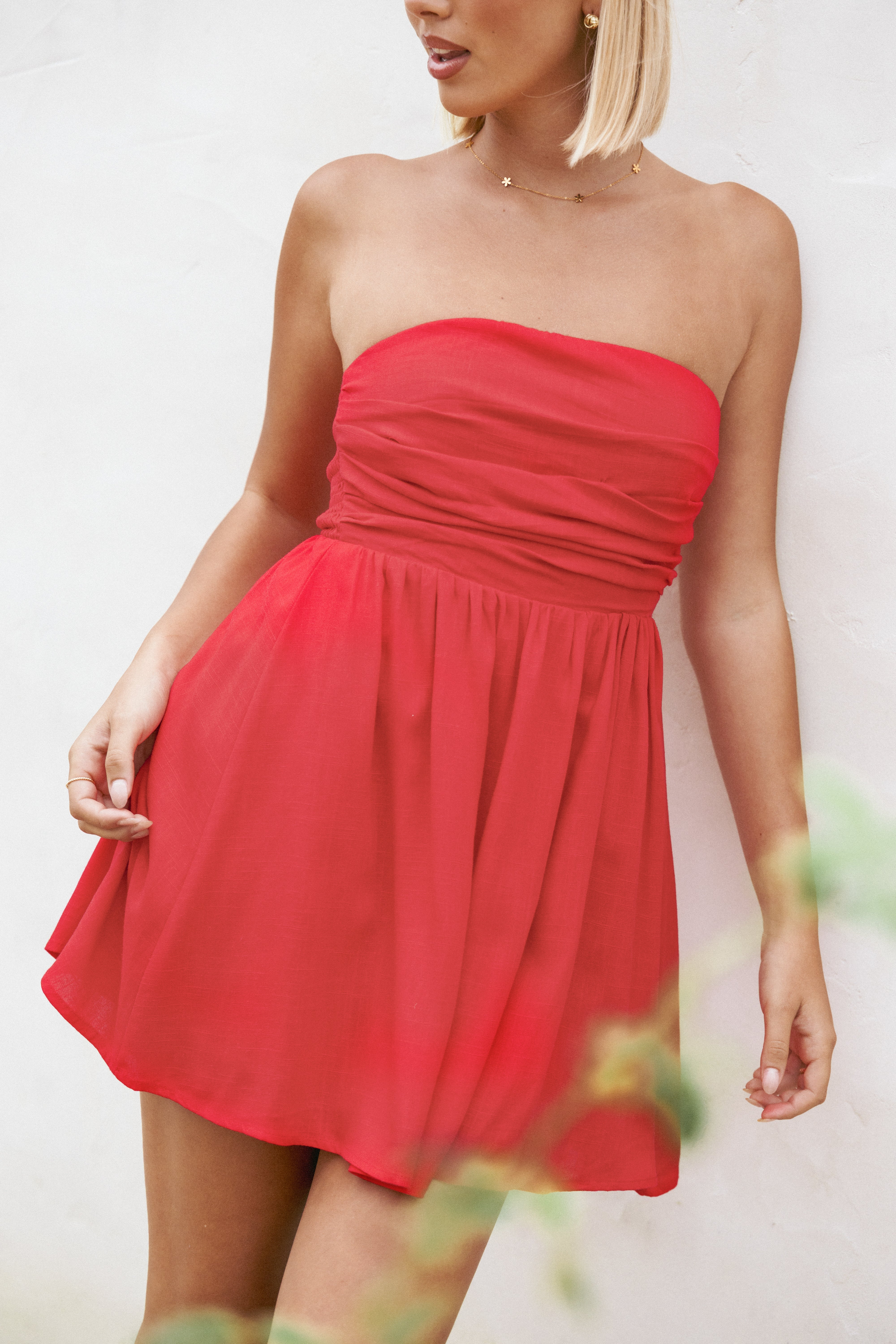 Katy Strapless Mini Dress - Sexy Red Bodycon Party Dress for Women | Perfect for Night Out, Club, Date Night & Special Occasions