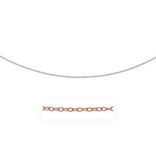 2.5mm 14k Rose Gold Textured Link Pendant Necklace - 18 Inch Chain for Women, Gift for Her, Valentine's Day, Anniversary, Wedding, Birthday Jewelry