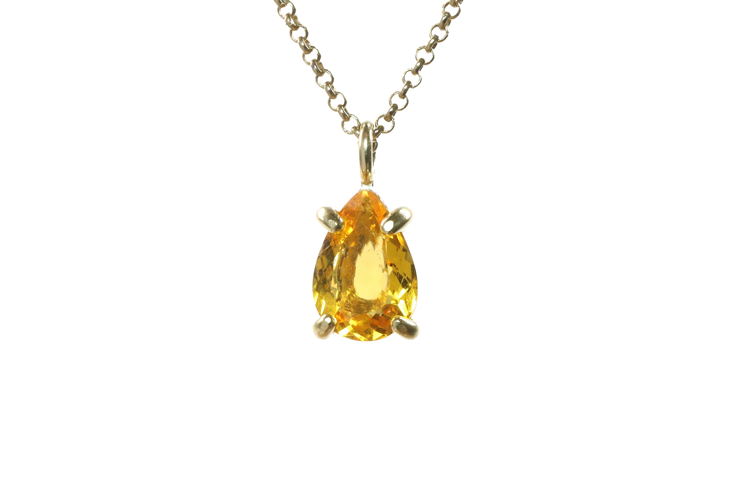 Handmade Pear Citrine Pendant Necklace for Women - Elegant Anemone Jewelry with Chic Crystal Birthstone - Perfect for Birthday, Wedding & Everyday Fashion - Comes with Gift Box | Ideal for Gifts, Special Occasions & Daily Wear