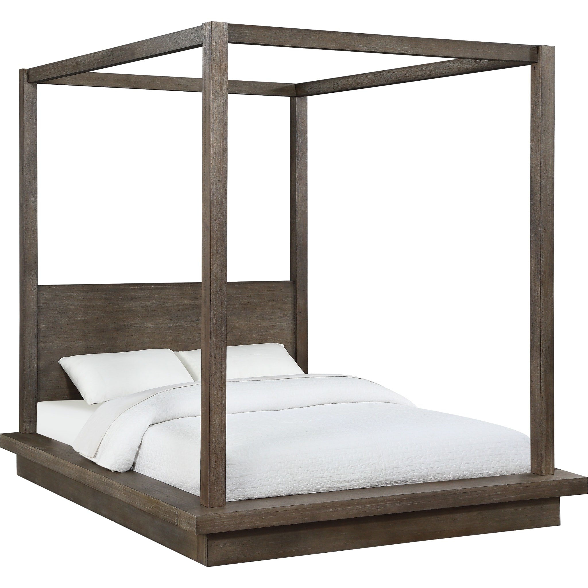 Dark Pine Melbourne Wood Canopy Bed - Elegant & Durable Queen/King Size Bed Frame for Bedroom Decor - Perfect for Master Bedroom, Guest Room, or Vacation Home