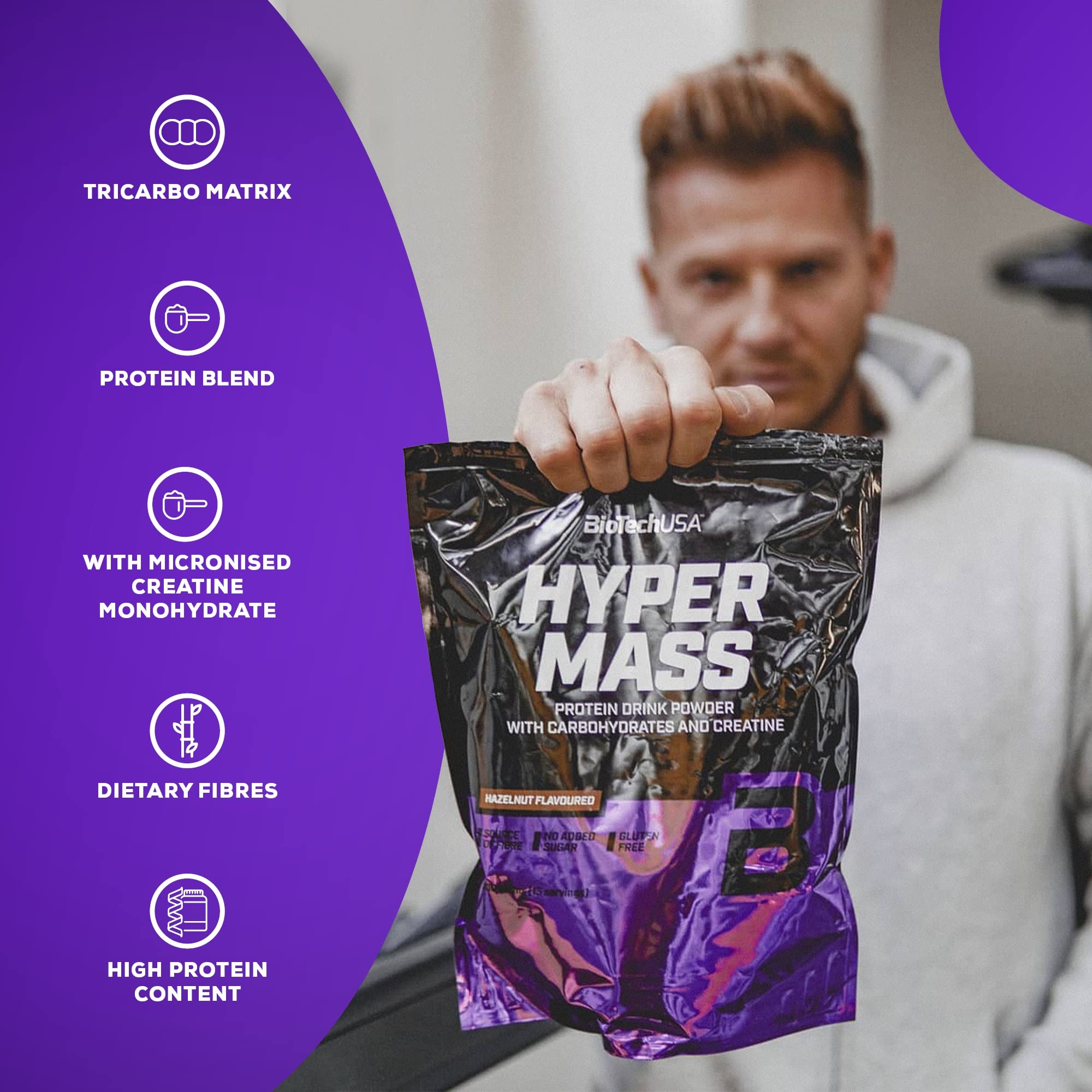 BioTechUSA Hyper Mass 6.8kg Weight Gainer Protein Powder - High Calorie Muscle Building Supplement for Bodybuilding & Workout Recovery | Gym, Fitness & Bulking Nutrition