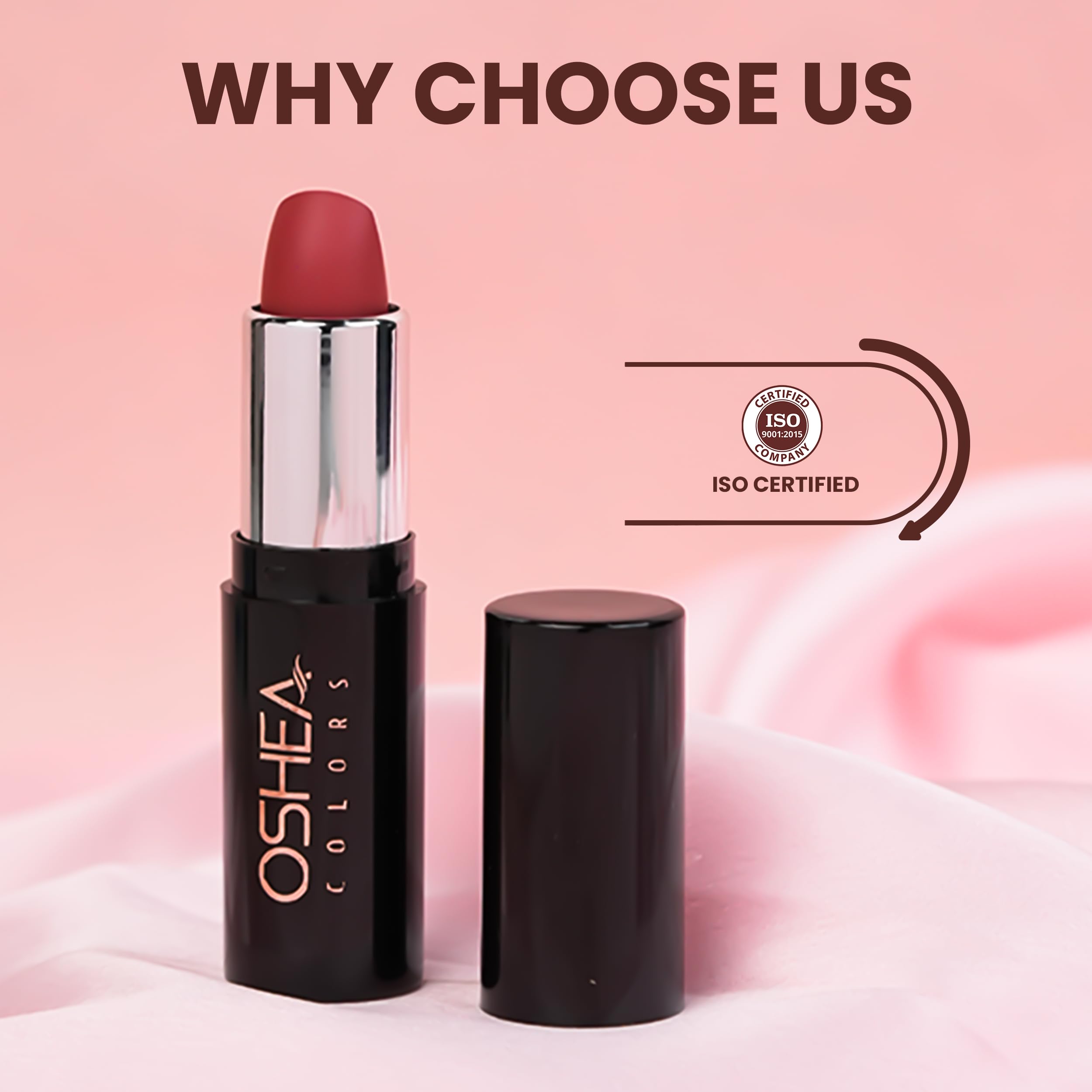 Oshea Colors Creamy Matte Lipstick - Long Lasting, Non-Drying Formula with Castor Oil & Shea Butter | Paraben Free | Perfect for Everyday Wear & Special Occasions (Lady Gaga 09, 4.2g)
