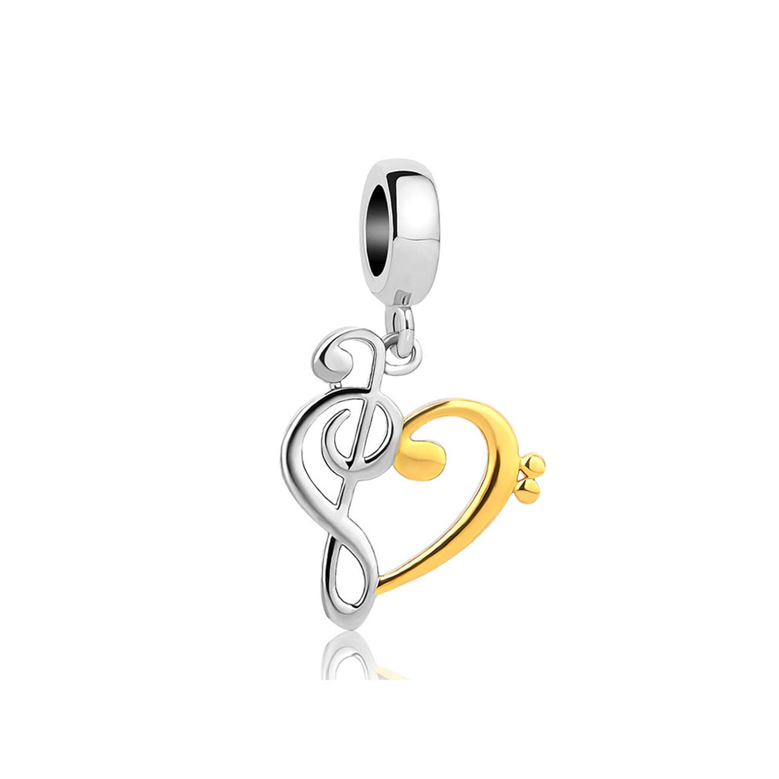 Heart Treble Bass Music Note Charm for Pandora Bracelets - Perfect Musician Jewelry Gift for Music Lovers, Bands & Teachers | Ideal for Birthdays, Anniversaries & Special Occasions