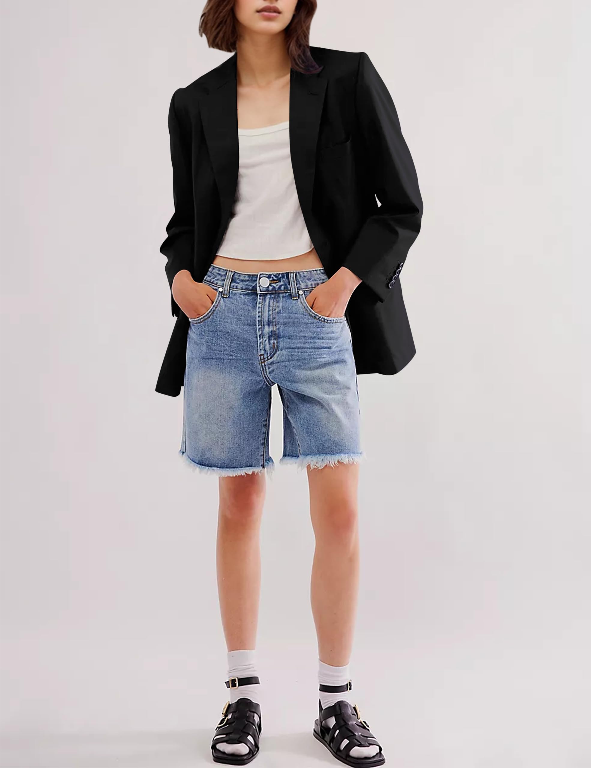 Women's Oversized Blazer with Bow Tie - Office & Casual Wear