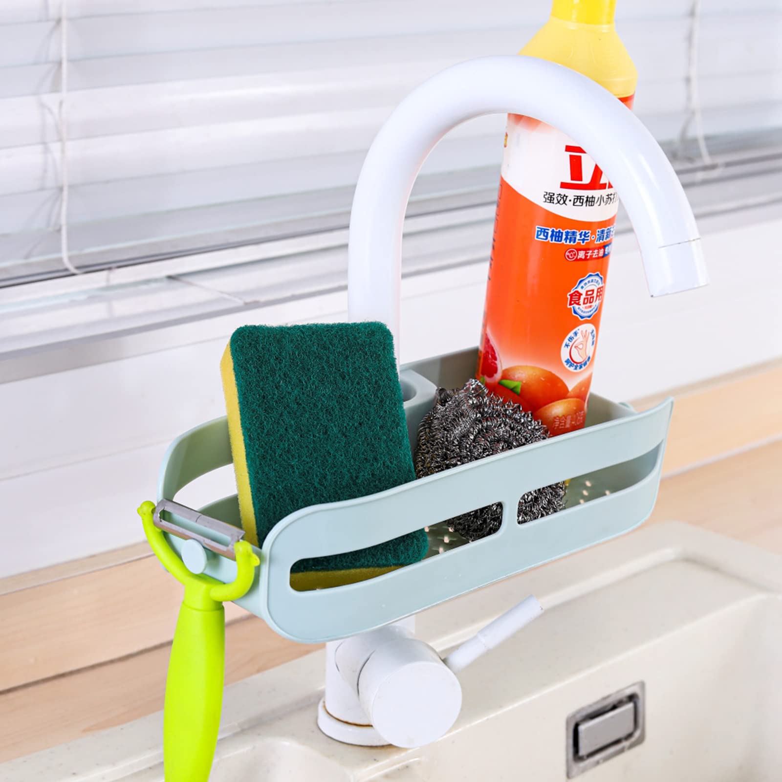 Stainless Steel Sponge Holder for Kitchen Sink - Drain Rack & Soap Dish Organizer - Bathroom & Kitchen Storage Accessories - Perfect for Sponges, Towels, and Soap by Faucet or Sink