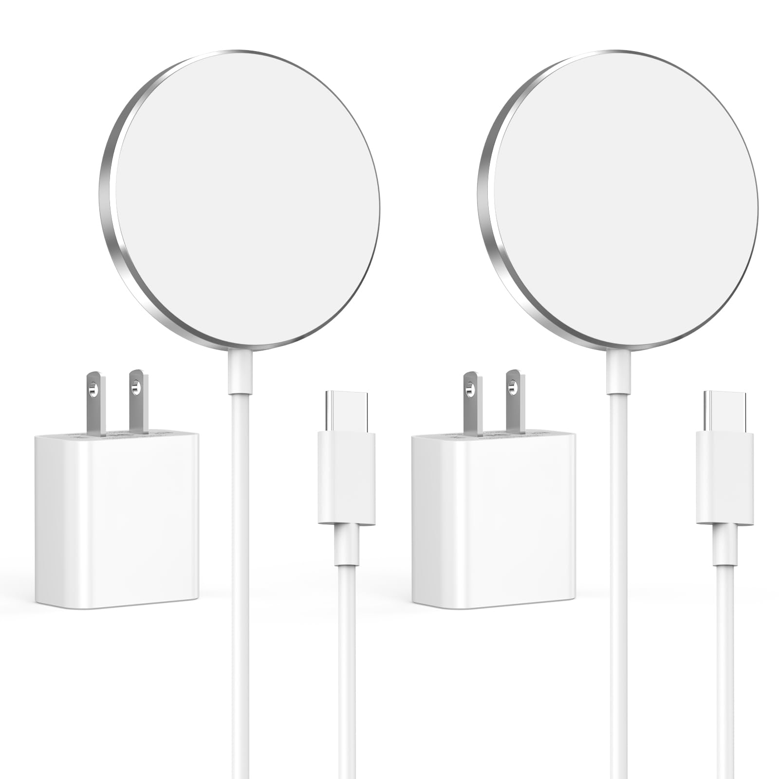 2 Pack 15W Magnetic Wireless Charger for iPhone 16/15/14/13/12 - Fast Qi-Certified MagSafe Charging Pad with 20W USB-C Wall Adapter | Perfect for Home, Office & Travel Charging