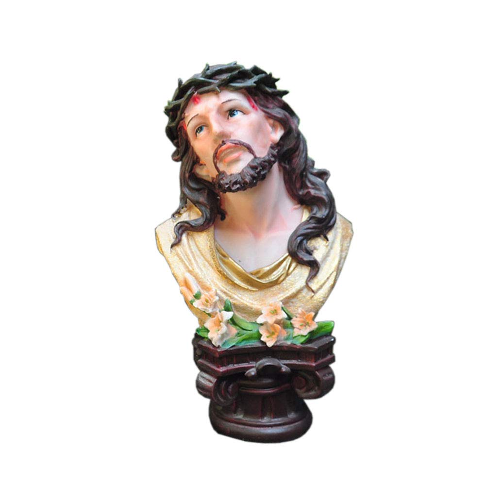 Zyh-hyz Christ Bust Statue - Handcrafted Jesus Christ Sculpture for Catholic Home Decor, Church Altar, Religious Gift & Spiritual Meditation (6 Inch White Resin)