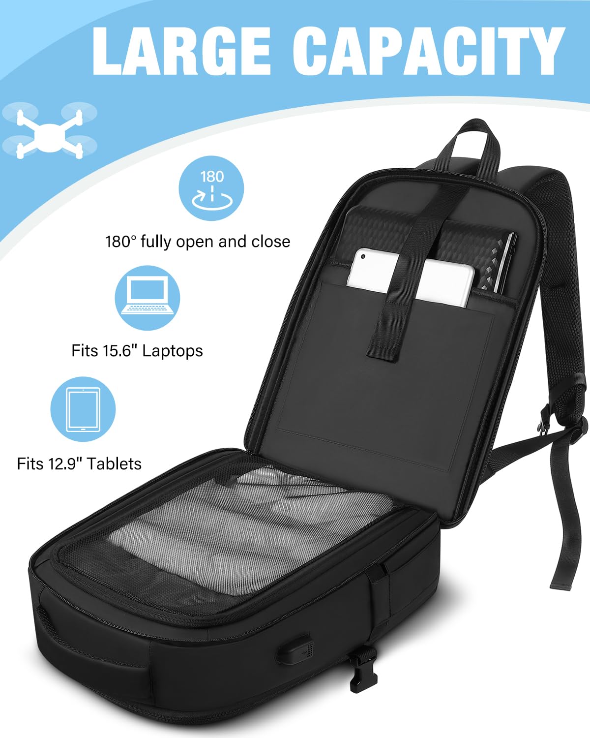 DJI Mini 4 Pro Waterproof Hard Case - Travel Backpack for Fly More Combo Accessories | Protective Storage for Drone, Controller & Batteries | Perfect for Outdoor Adventures & Air Travel