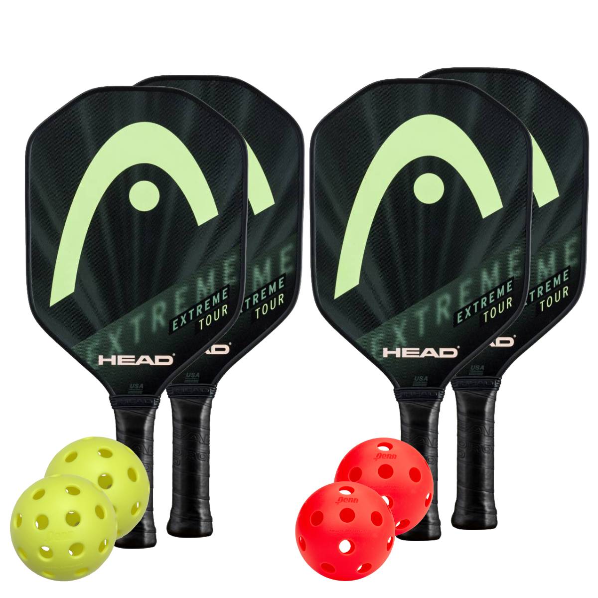 Head Extreme Tour 4 Paddle Pickleball Set - Premium Carbon Fiber Pickleball Paddles with Cushion Grip (2-Pack) - Perfect for Outdoor & Indoor Court Play, Tournaments and Recreational Games
