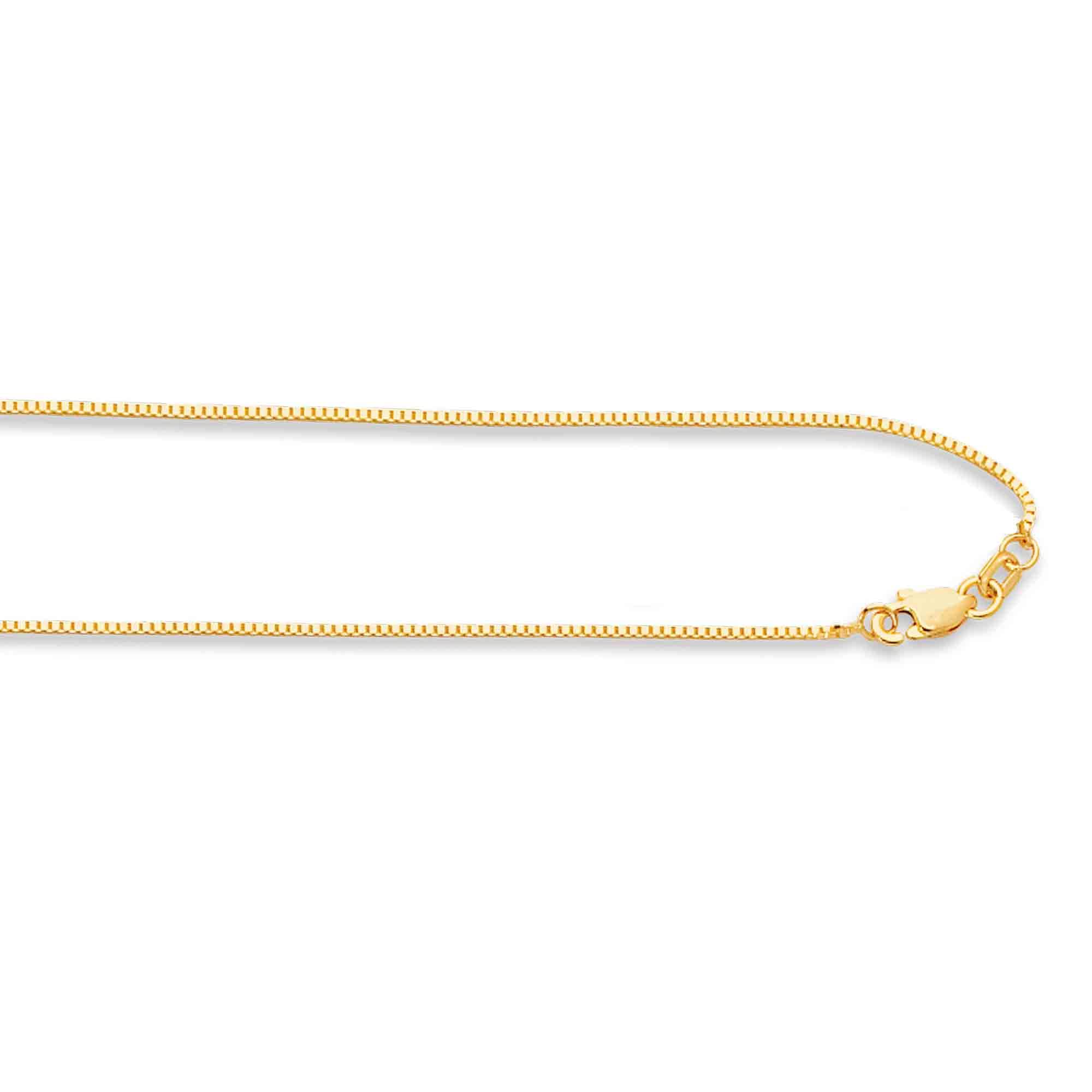14K Gold Box Chain Necklace 0.7mm - Dainty Lobster Clasp Jewelry for Women - Perfect for Layering, Everyday Wear & Gift Giving