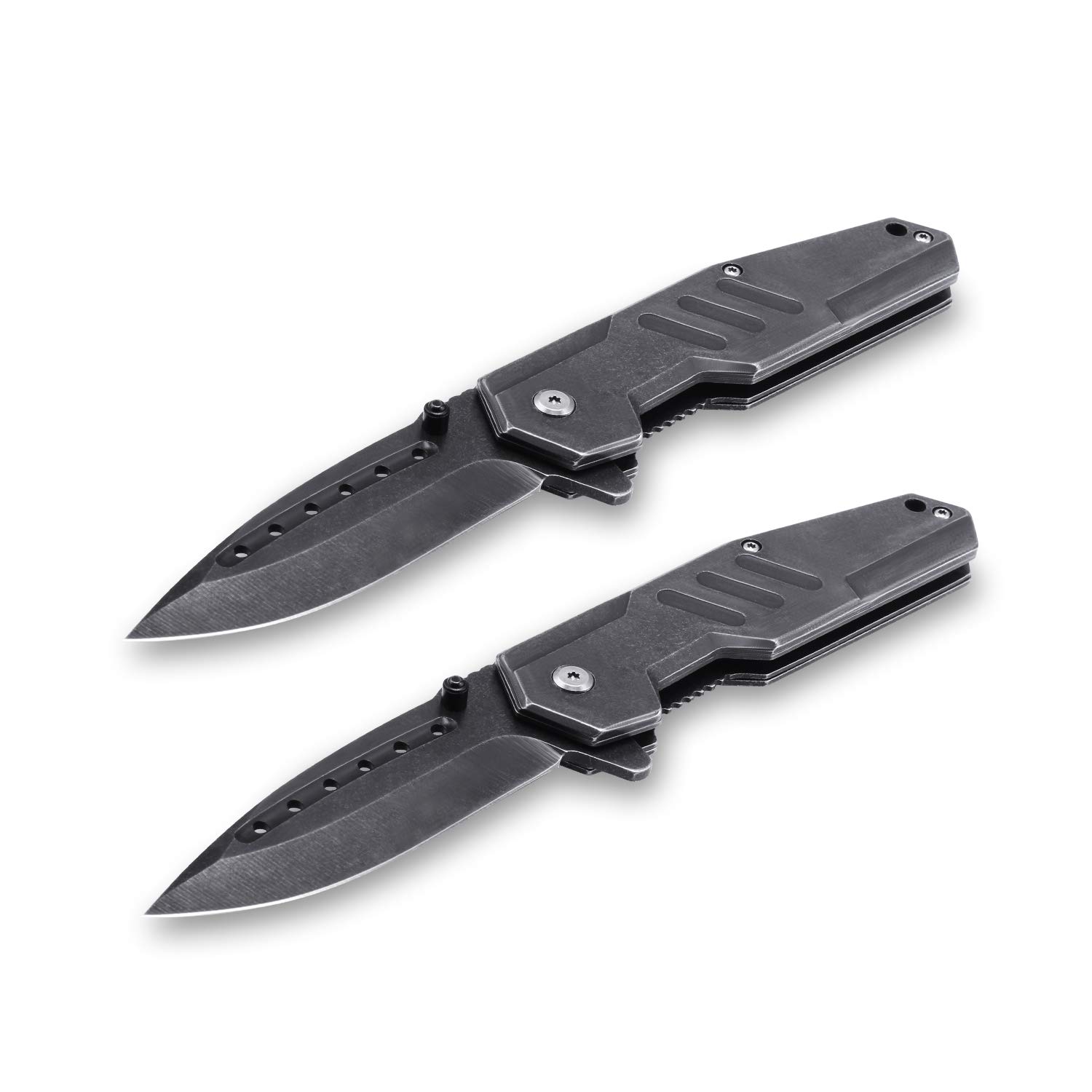 Lichamp 2-Pack Tactical Folding Pocket Knife Set for Men - Sharp Flip Knife with Clip for Camping, Hunting, Hiking & Fishing | Perfect for Outdoor Survival, EDC & Everyday Carry (EDC)