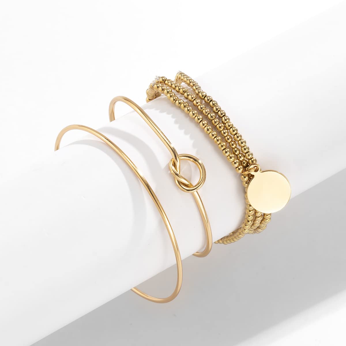 Boho Layered Beaded Bracelets for Women - Adjustable Open Cuff Bangle Link Bracelet Set in Gold | Perfect for Festival, Beach & Everyday Boho Chic Style
