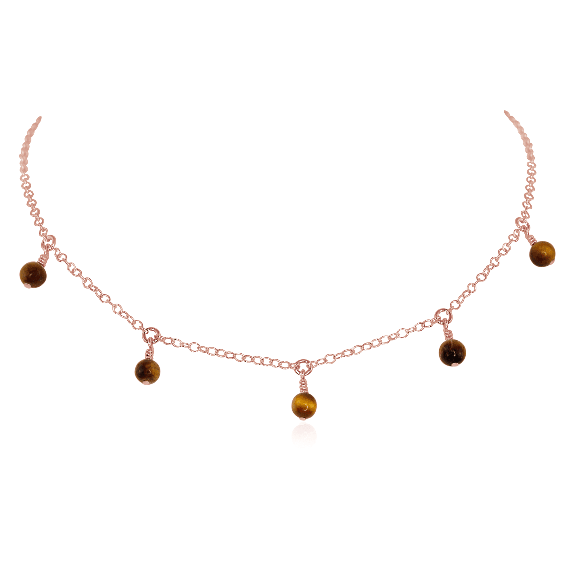 Natural Tiger's Eye Bead Drop Choker Necklace for Women - Boho Chic Jewelry for Layering, Gift Giving & Everyday Wear