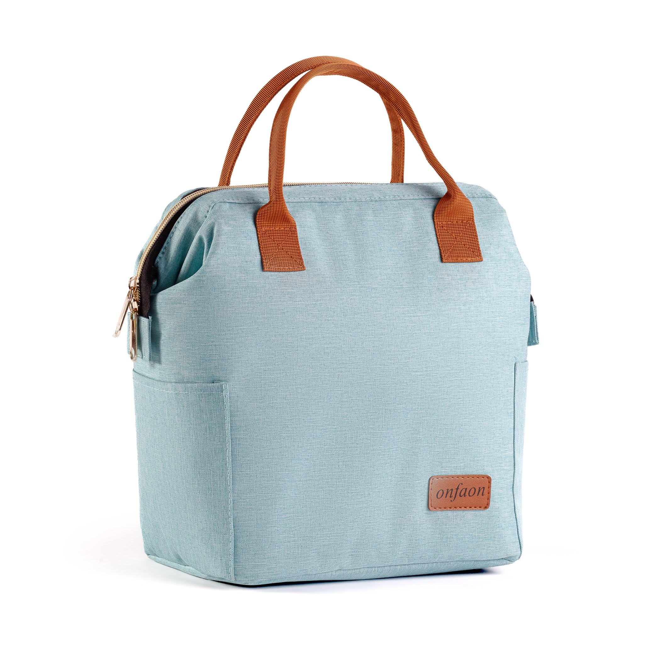 Insulated Reusable Lunch Bag for Women - Leakproof Cooler Tote with Adjustable Shoulder Strap, Freezable Lunch Box for Work, Office, Beach, Picnic & Outdoor Activities (Cyan Blue)