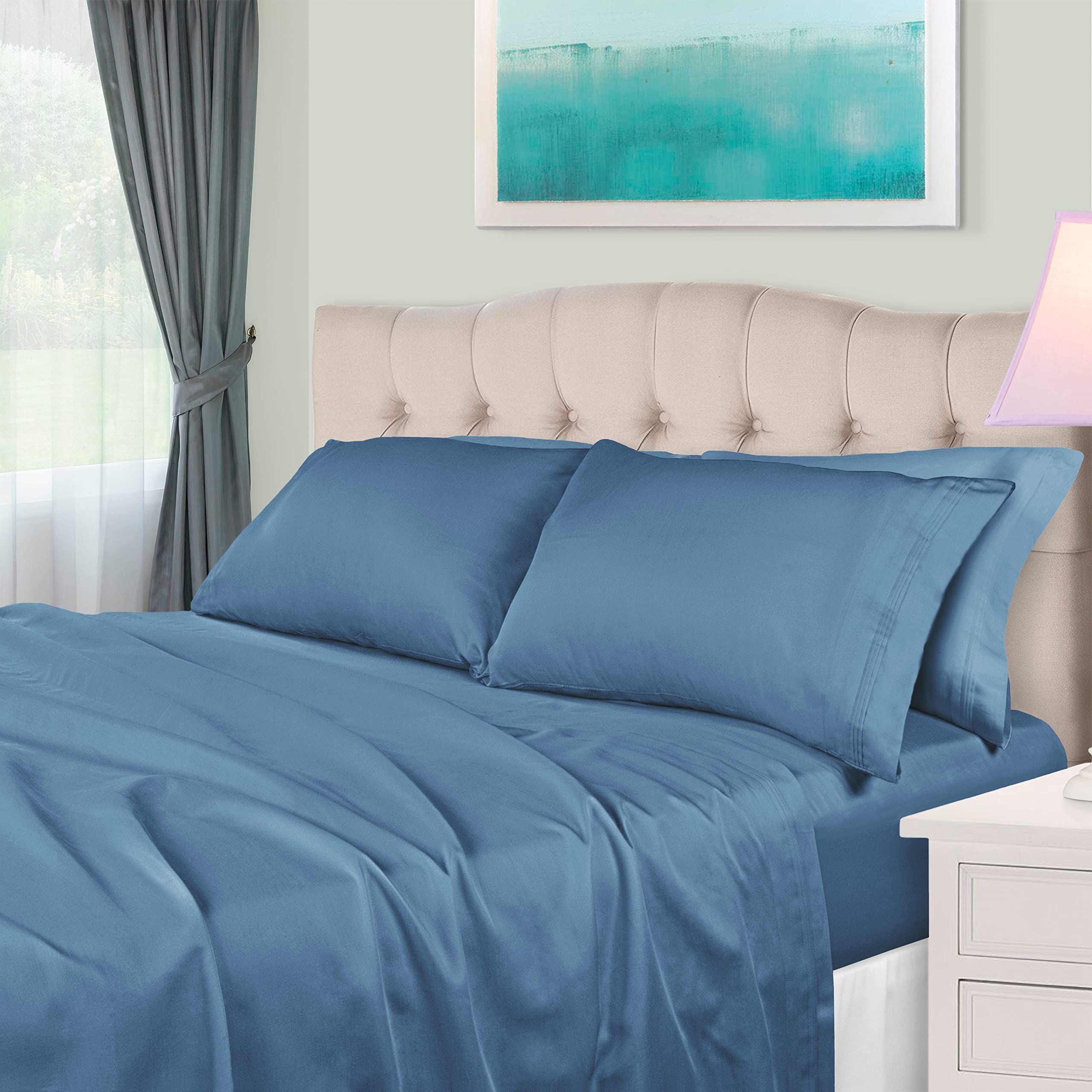 Luxury 650 Thread Count 100% Egyptian Cotton Sheet Set - Cooling Sateen Weave Bed Sheets for Hot Sleepers - Hotel Style 18