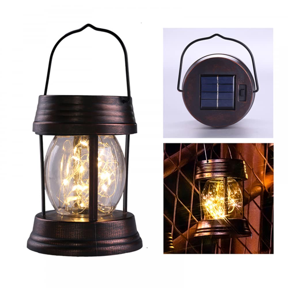 Vintage Solar Lanterns - 2 Pack Hanging LED Solar Lights, Waterproof IP64, Solar Powered Outdoor Decorative Lights for Garden, Patio, Yard & Pathway Lighting | Perfect for Backyard, Camping, Wedding & Landscape Decor