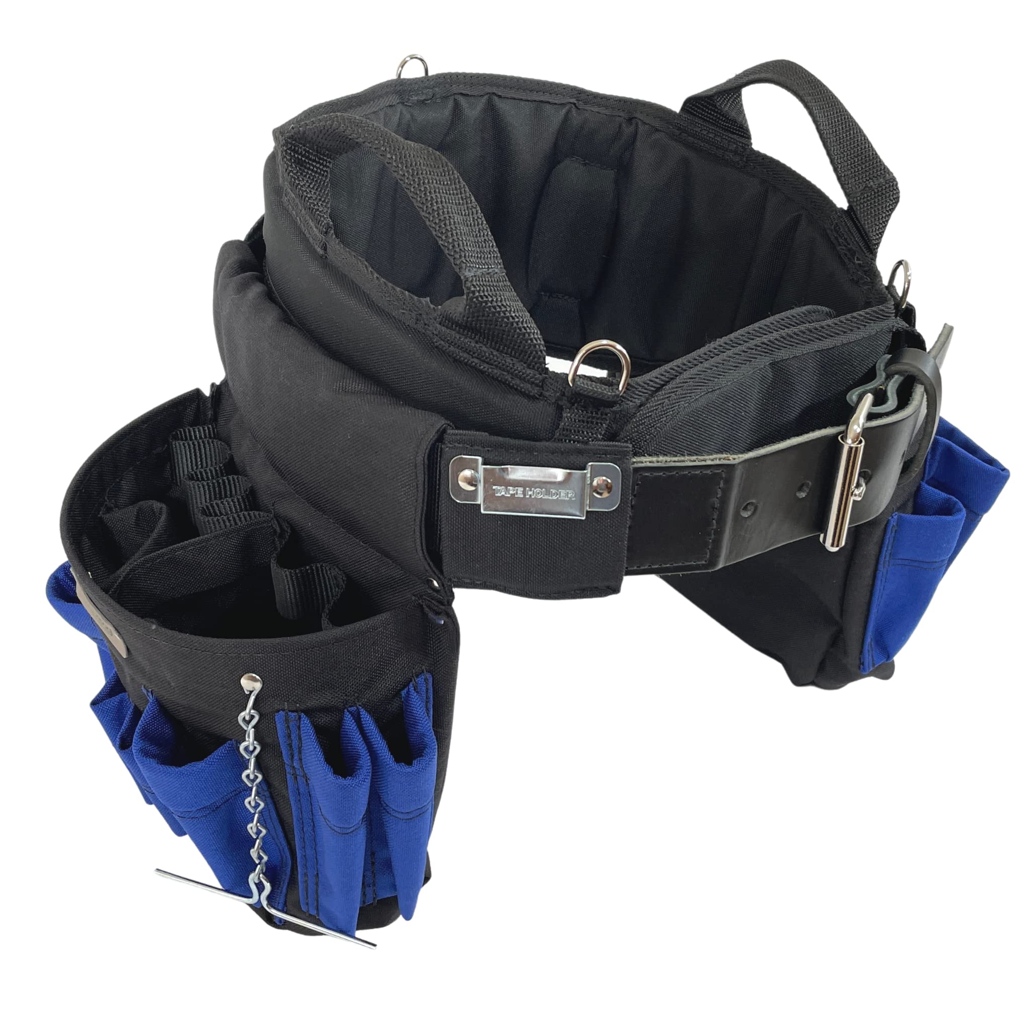 BOULDER BAG Professional Electrician's MAX Combo Tool Belt with Comfort Back Support - Heavy Duty Leather Work Belt with Buckle (Blue, 3XL 49-56 Inch Waist) - Made in USA - Perfect for Construction, Electrical Work & Home Improvement Projects
