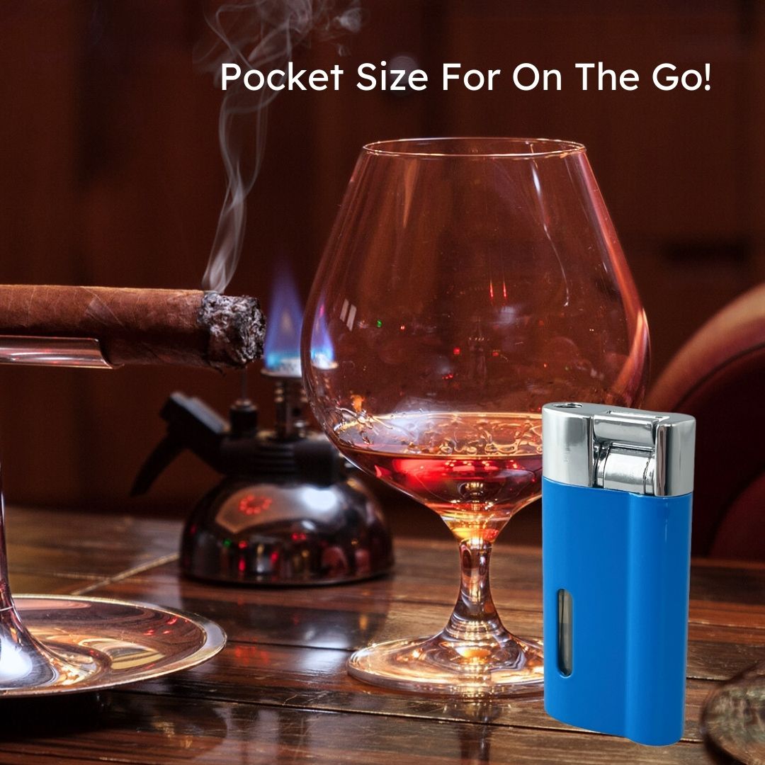 Visol Iguana Single Torch Flame Lighter - Windproof Butane Lighter for Cigars, Candles & Outdoor Use (Blue)