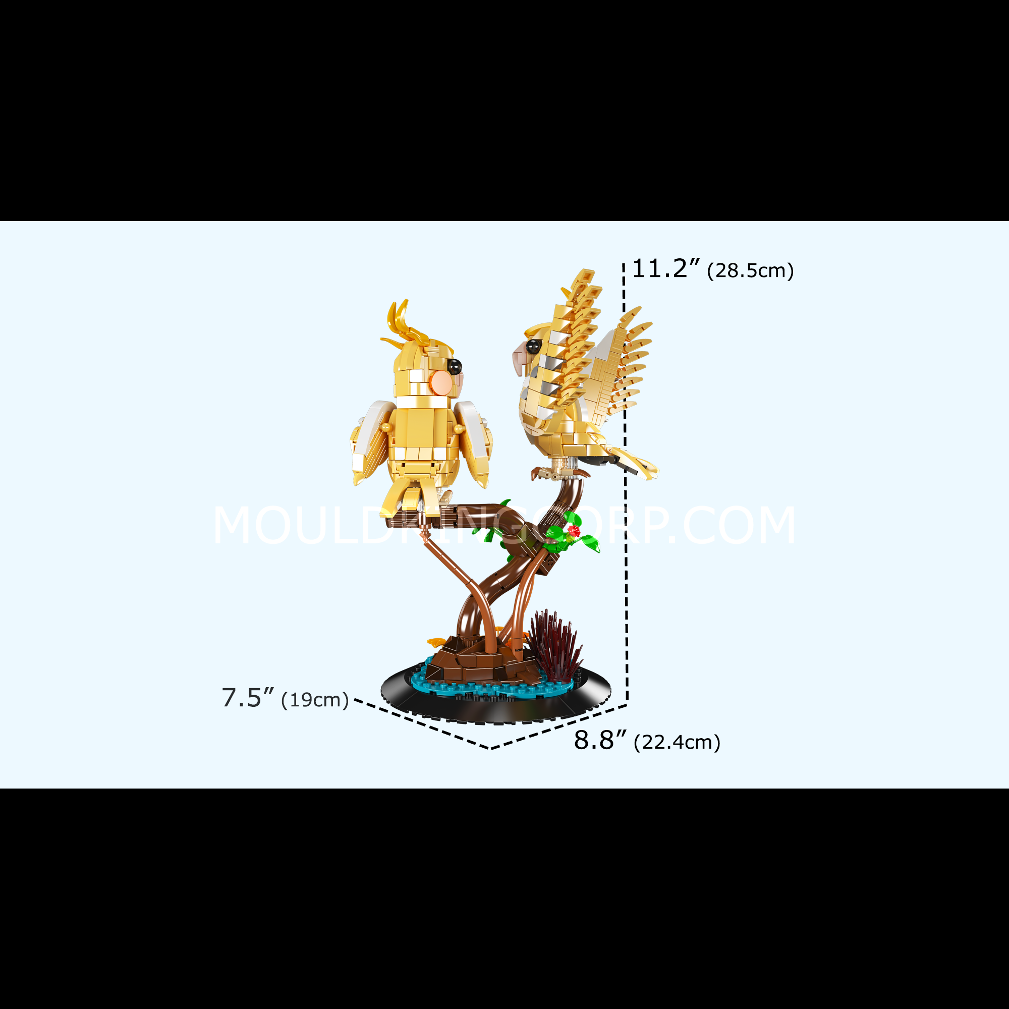 Mould King 10150 Black Capped Lory Building Set - 1052 Piece Parrot Bird Model Kit for Adults & Teens | Creative Construction Toy for Home Decor, Gift Giving & Collector's Display