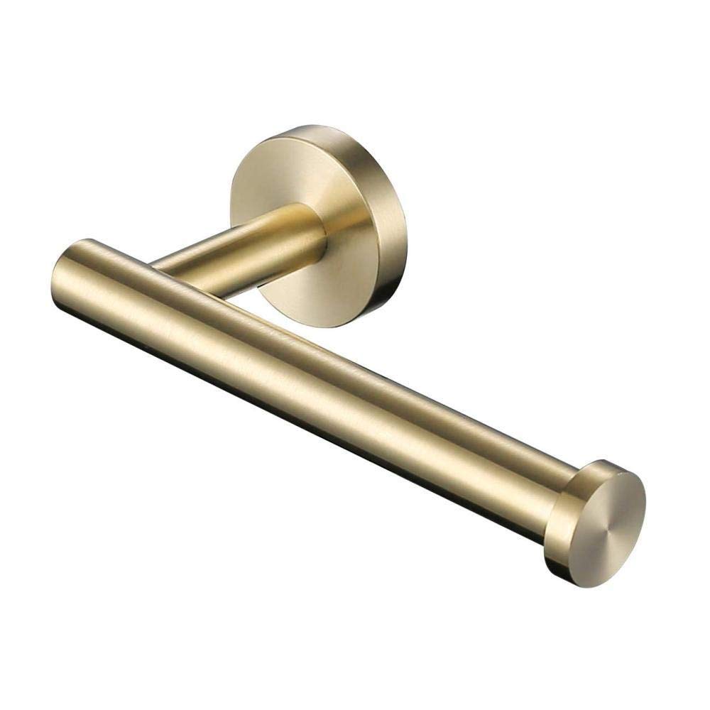 Brushed Gold Toilet Paper Holder - Waterproof Bathroom Accessories Set for Modern Homes | Durable WC Paper Roll Stand for Powder Rooms & Guest Bathrooms | Matte Black & Gold Bath Decor (Color: Brushed Gold)