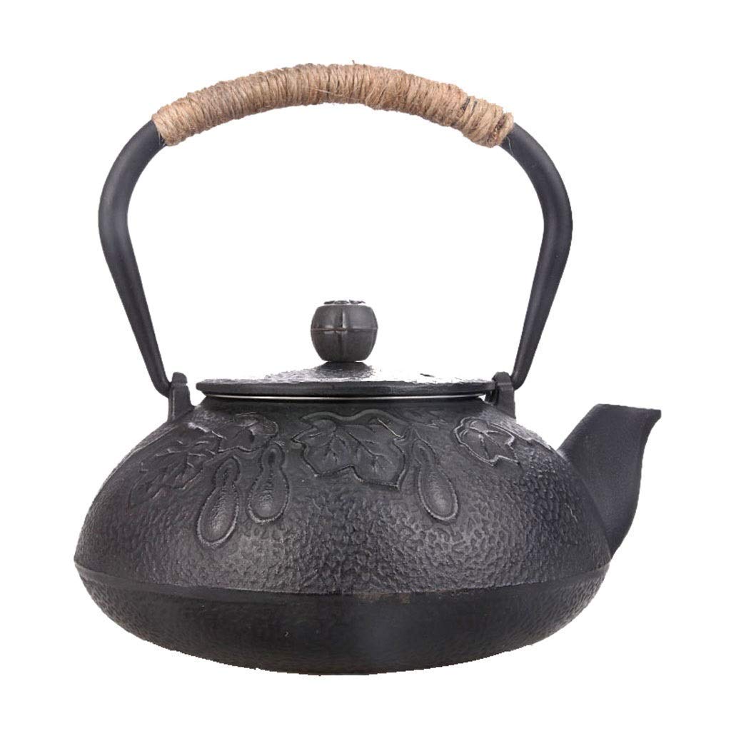 Premium Japanese Style Cast Iron Teapot with Removable Stainless Steel Infuser - 500ml Personal Size Tetsubin Kettle with Gourd Flower Pattern - Perfect for Tea Ceremonies, Home Brewing & Gift Giving