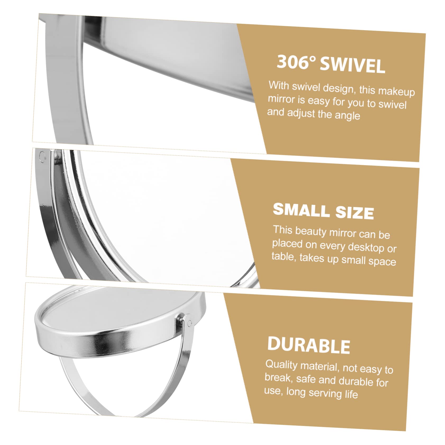 **Double-Sided Round Makeup Mirror with Magnifying Glass - Silver Vanity Dresser Mirror for Home & Travel Beauty Routine**