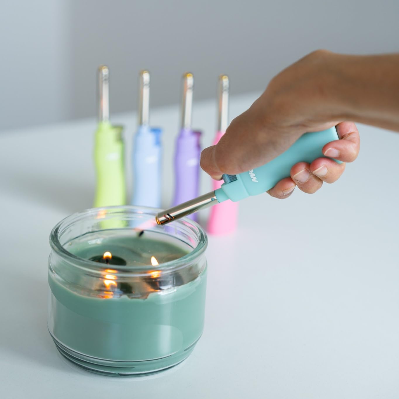 MK Windproof Butane Refillable Lighters - 4 Pack for Candles, BBQ, Camping & Outdoor Use | Long Reach Flame Lighter for Fireplaces, Grills, Bonfires & Home Decor