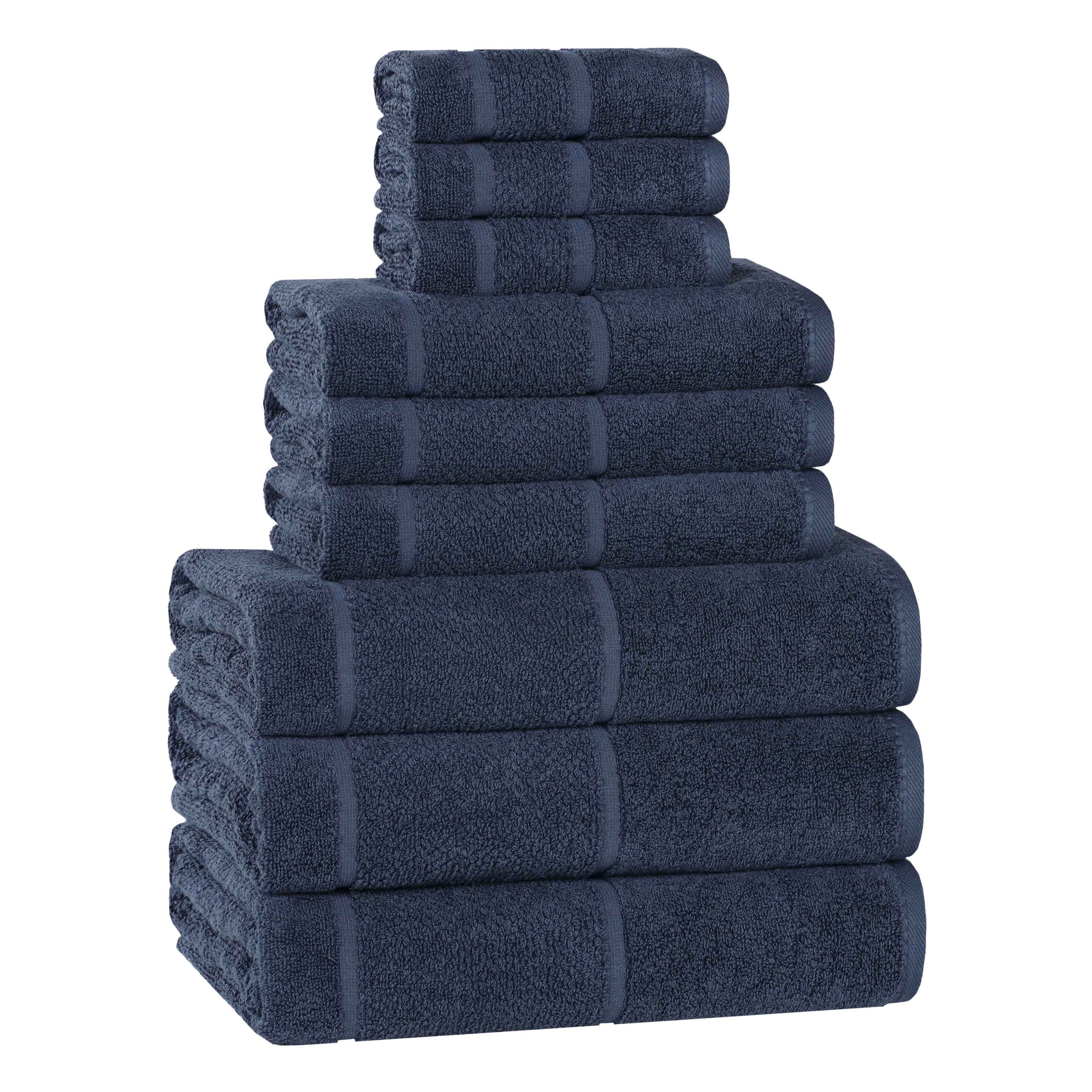 Premium 9-Piece Cotton Towel Set with Broad Border - Soft, Absorbent & Durable Bath Towels for Spa, Gym, and Luxury Home Use