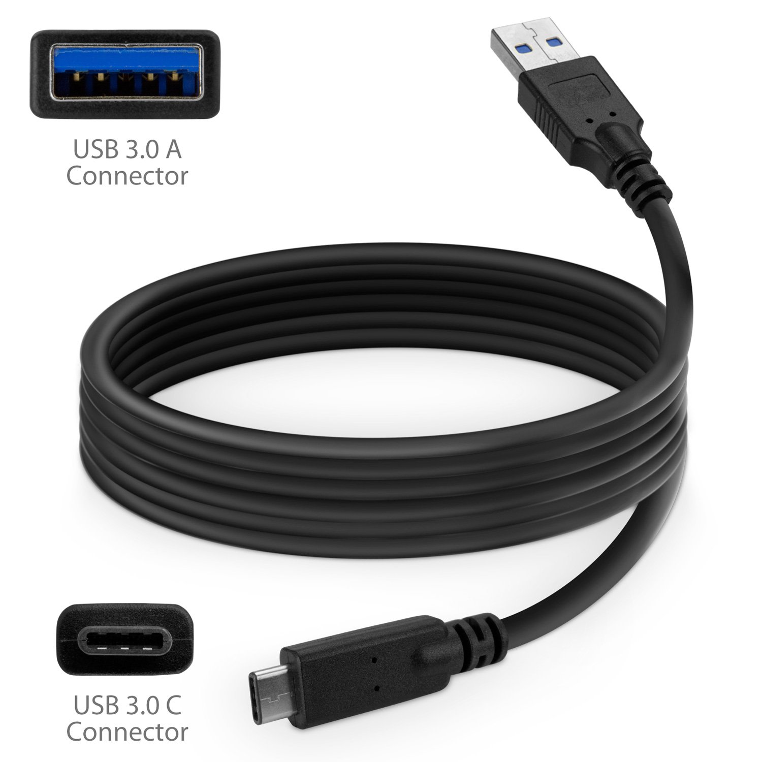 BoxWave USB 3.0 to USB-C Charging & Sync Cable (6ft, Black) - Compatible with Hot Pepper Ghost Phones - Fast Data Transfer & Charging for Home, Office & Travel
