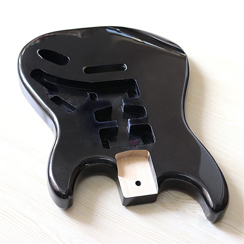 Fender Strat Electric Guitar Body - DIY Poplar Wood HSH Replacement Body with Black Glossy Finish | Perfect for Guitar Upgrades, Custom Builds & Repair Projects