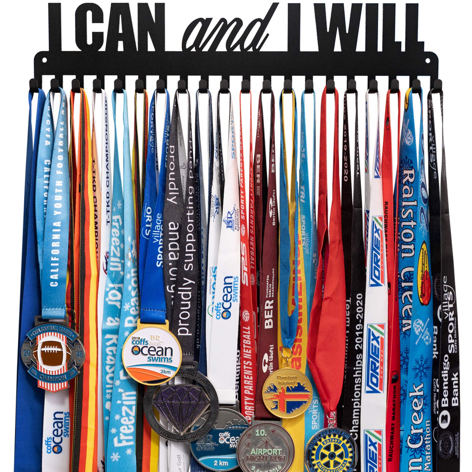 Premium Medal Display Rack for Runners - Marathon & Triathlon Medal Holder Hanger with Wall Mount - Perfect for Race Finishers to Showcase Achievements | Ideal for Home Gym, Office Decor, or Running Enthusiast Gifts