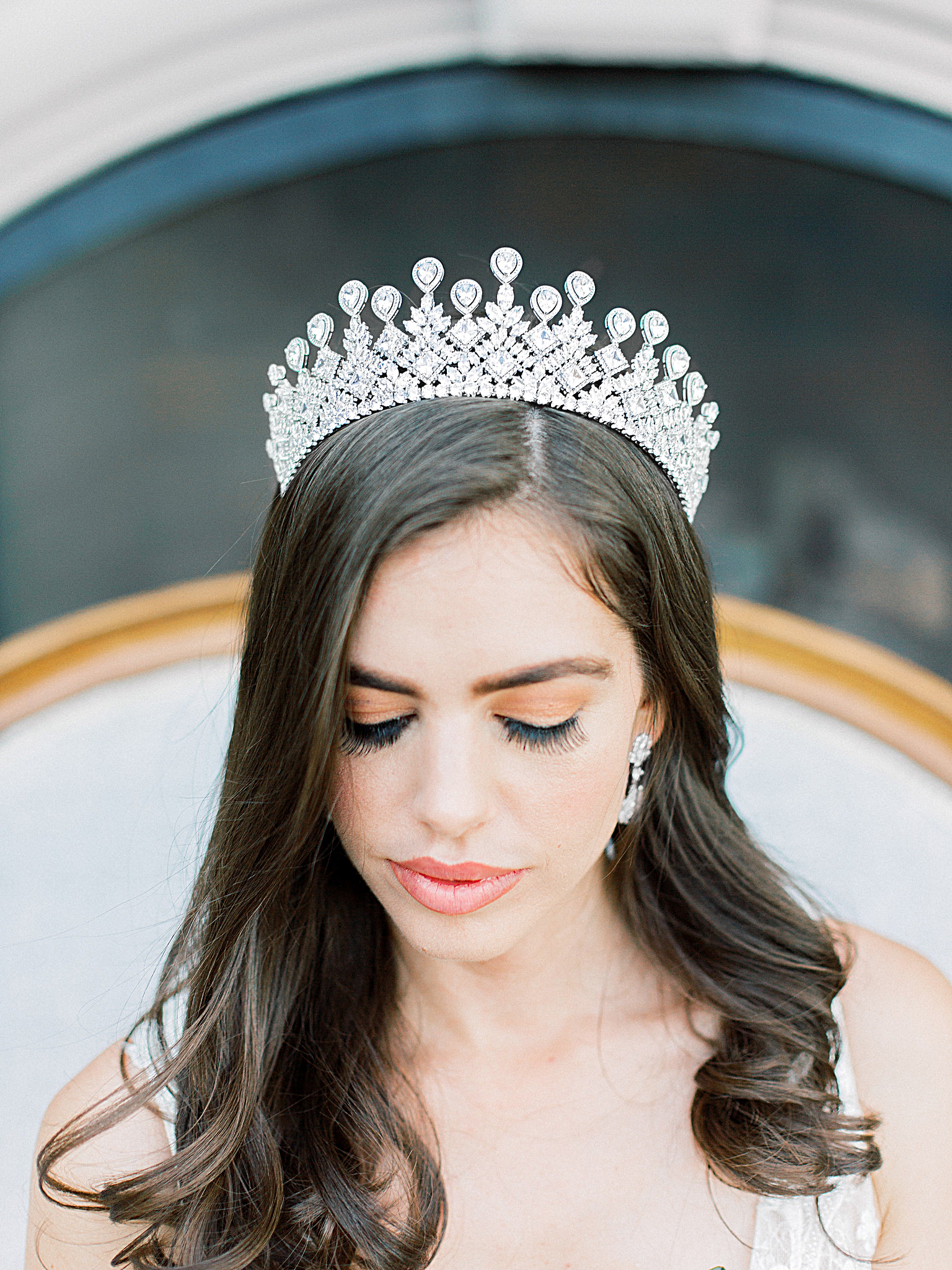FIONA Simulated Diamond Tiara for Women - Elegant Crystal Bridal Headpiece, Wedding Hair Accessories, Prom Queen Crown, Pageant & Costume Jewelry - Perfect for Brides, Parties & Special Occasions