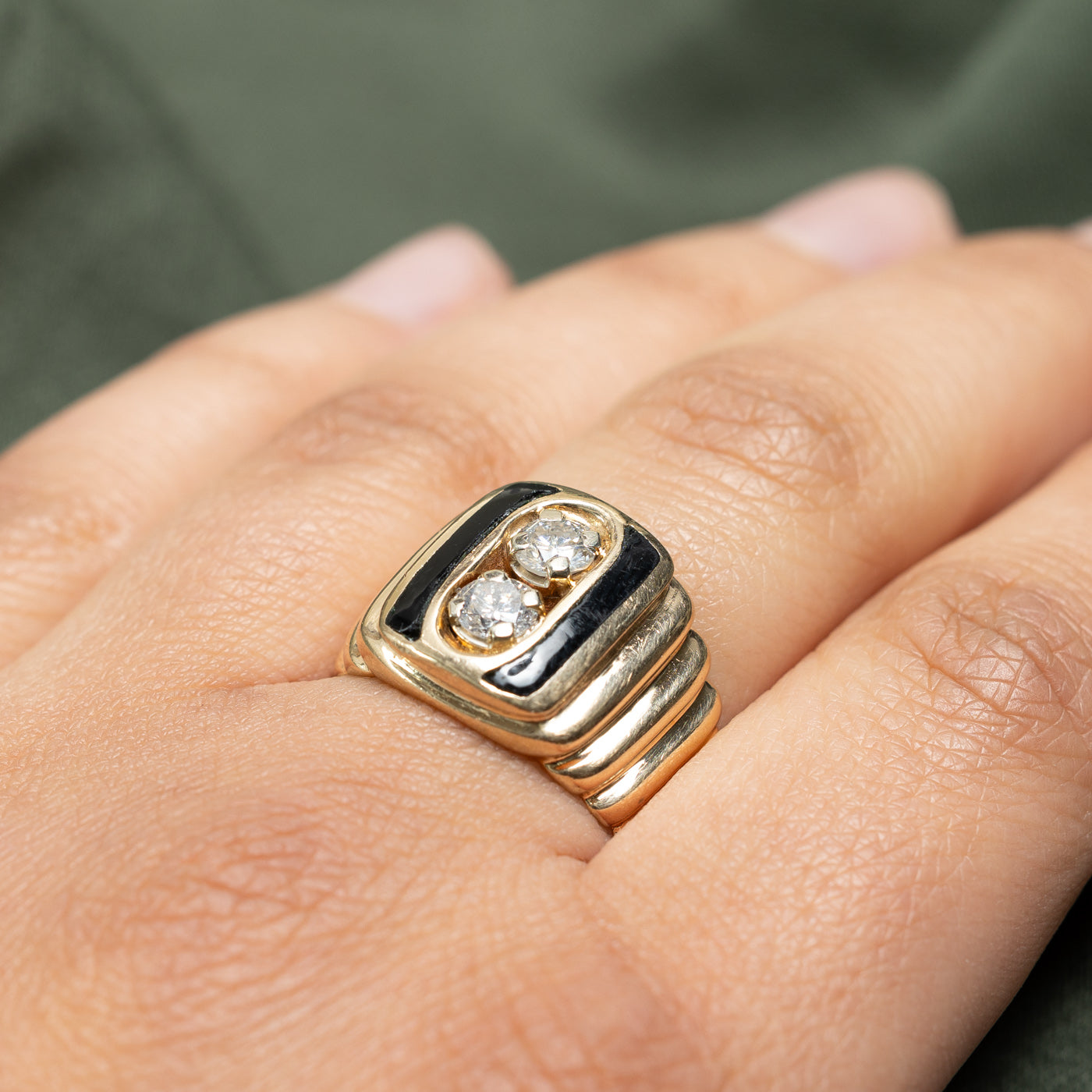 Two Stone Diamond Column Grooved Ring | 0.72ctw | Size 8.25 | Elegant Wedding Band, Anniversary Gift for Her, Perfect for Special Occasions