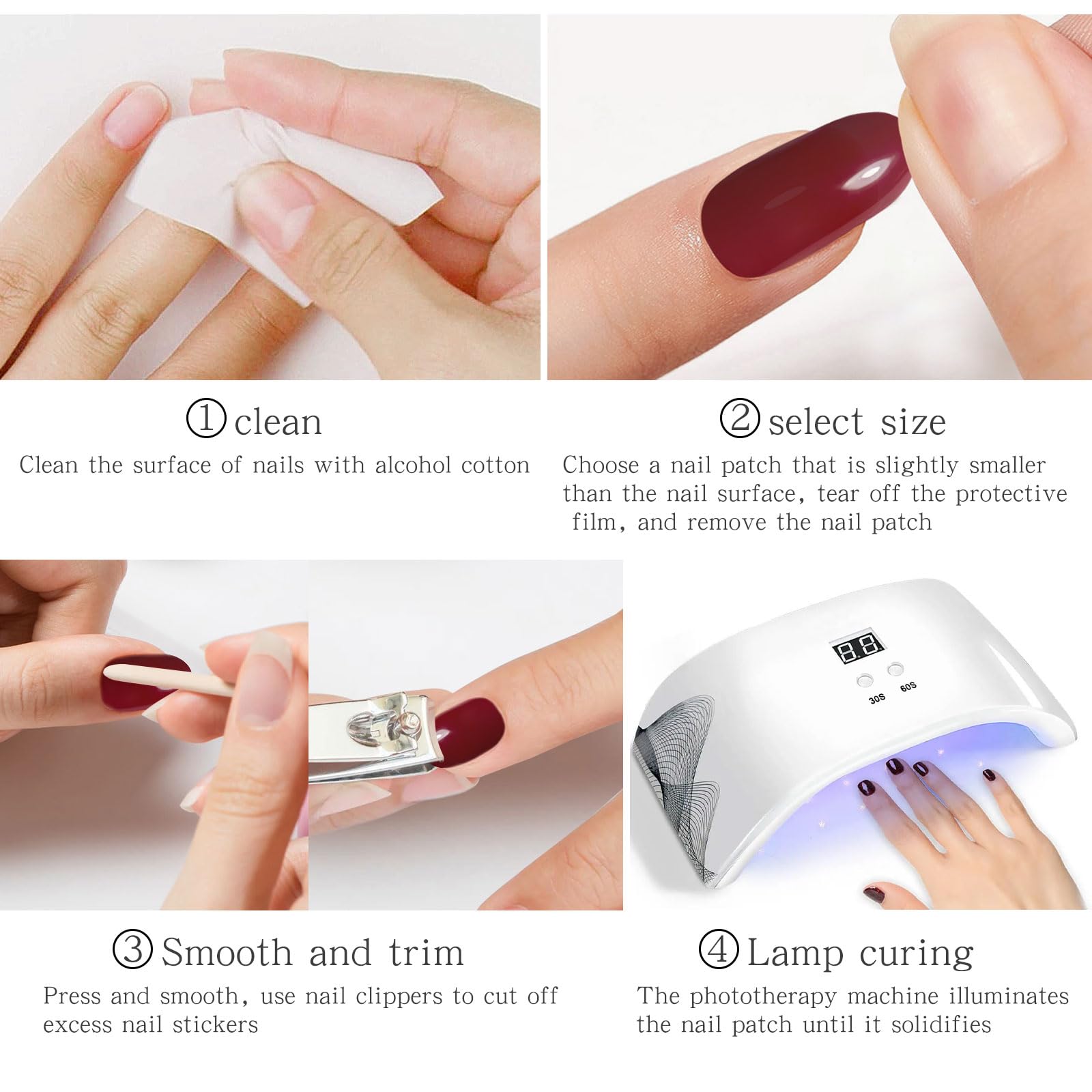 JMEOWIO Wine Red Semi Cured Gel Nail Strips - Long Lasting UV/LED Gel Nail Stickers for Nail Art Designs | Perfect for Home Manicures, Salon Nail Decorations & DIY Nail Art Accessories