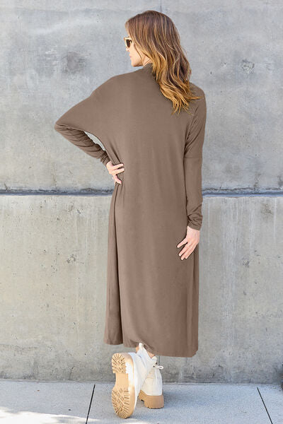 Basic Bae Full Size Open Front Long Sleeve Cover Up - Lightweight Beach Kimono for Women, Summer Swimwear Coverup, Boho Chic Loungewear for Pool, Vacation, and Resort Wear