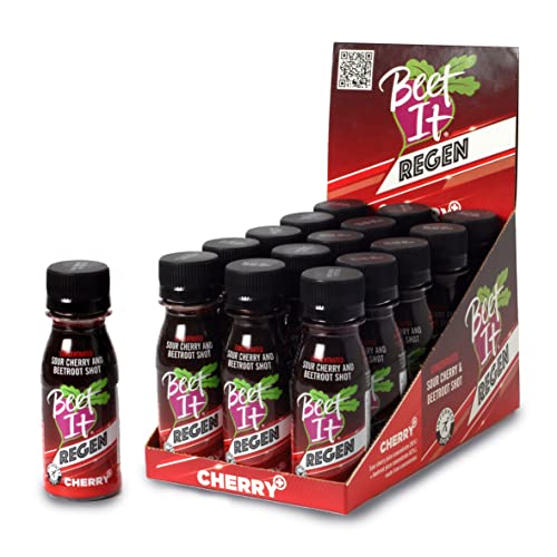 Beet It Regen Cherry+ Shot - Natural Recovery Drink for Athletes & Fitness (Pack of 15) - Post-Workout, Marathon & Intense Training Hydration