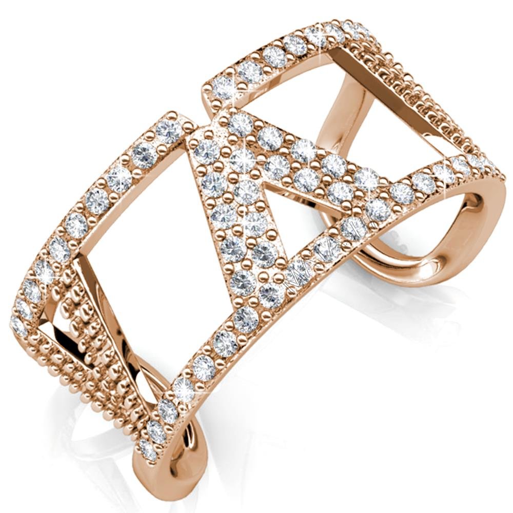 Sparkling Crystal V Ring for Women - Trendy Open Back Fashion Jewelry Gift for Girls, Teens, Ladies | Perfect for Christmas, Valentine's Day, Mother's Day, Birthday & Anniversary | Elegant Accessory for Parties, Date Nights & Special Occasions
