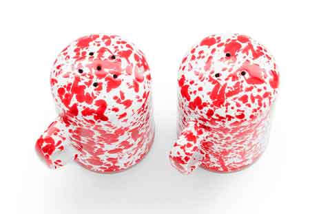 Premium Red Marble Salt and Pepper Shaker Set - Elegant Kitchen Spice Dispenser for Dining Table, Restaurant & Home Use